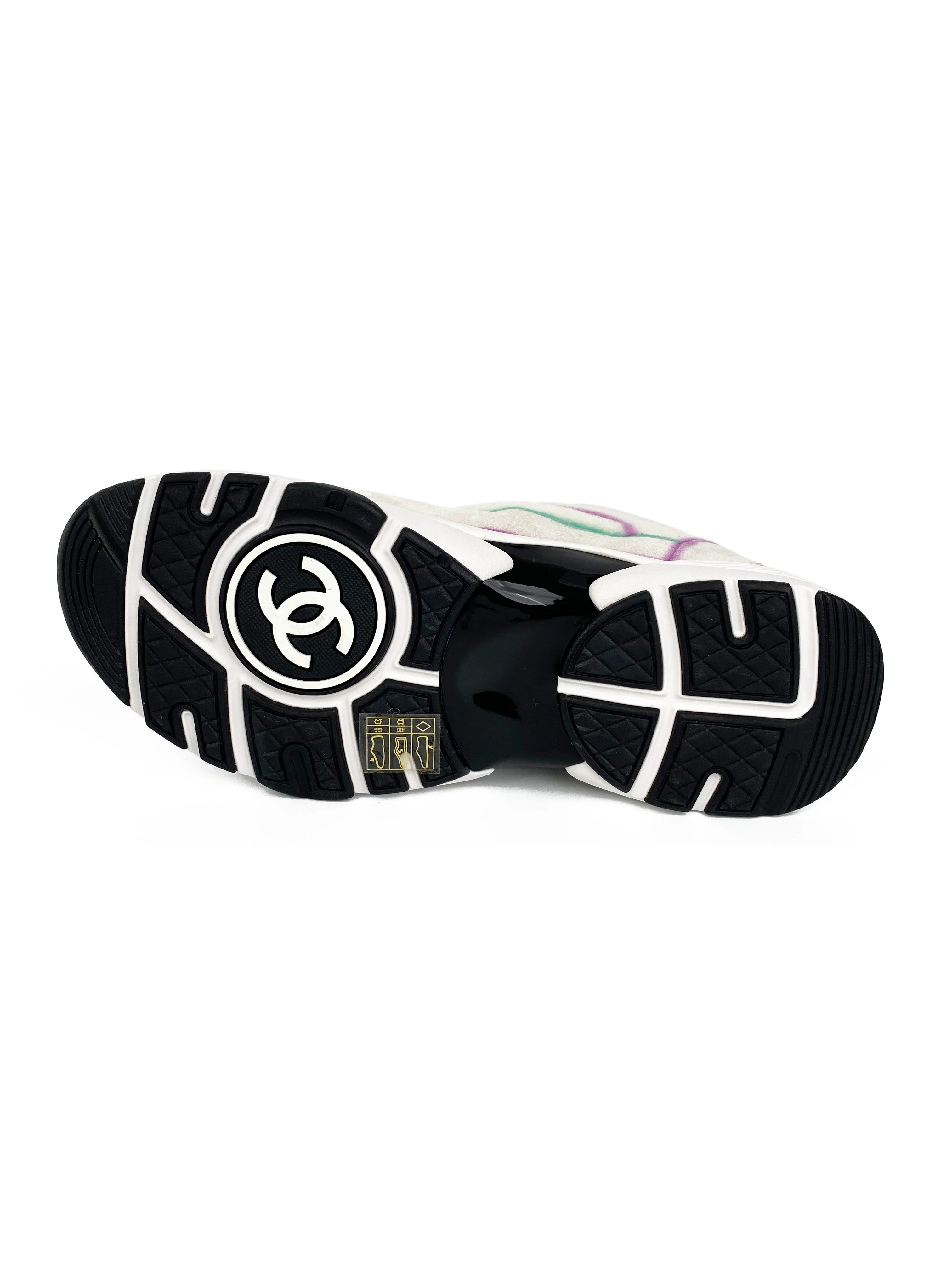 Chanel White  Multicolour Suede Sneakers 38