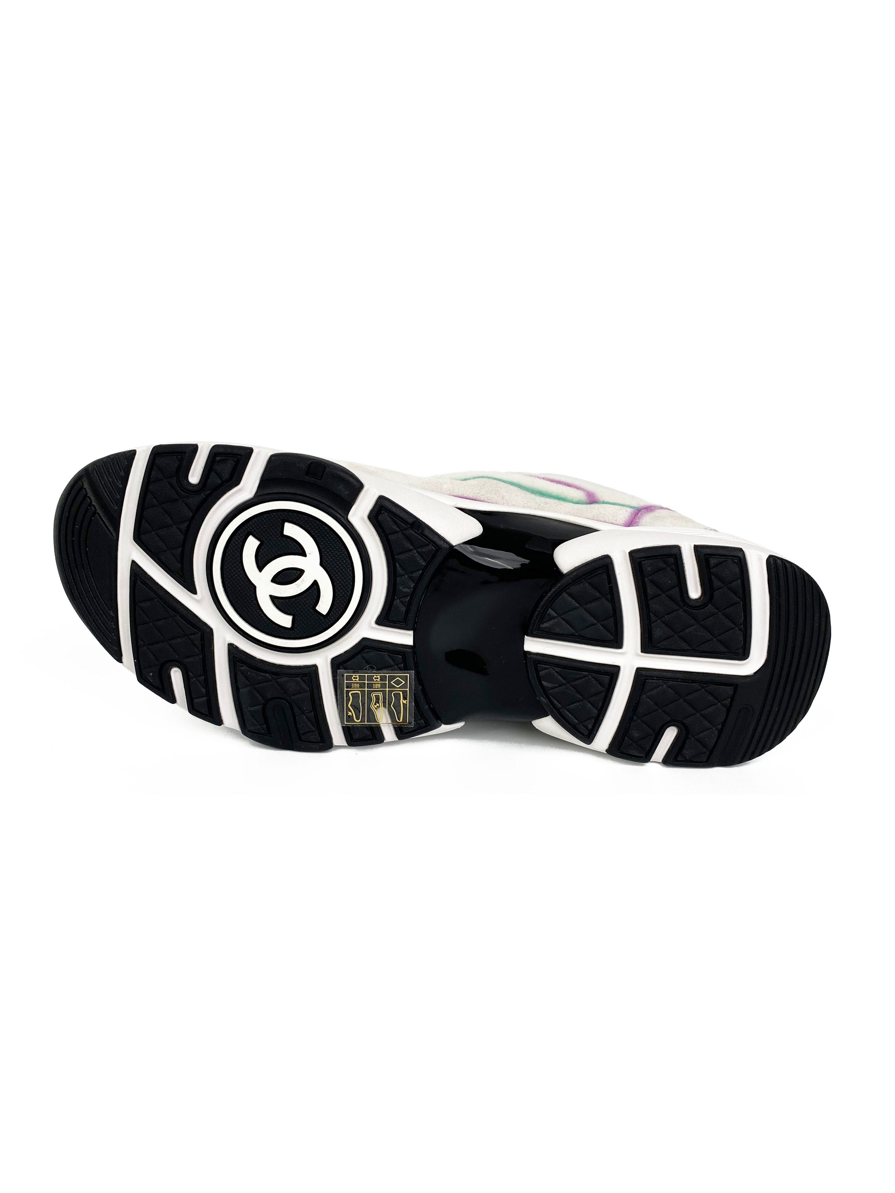 Chanel White 
Multicolour Suede Sneakers 38