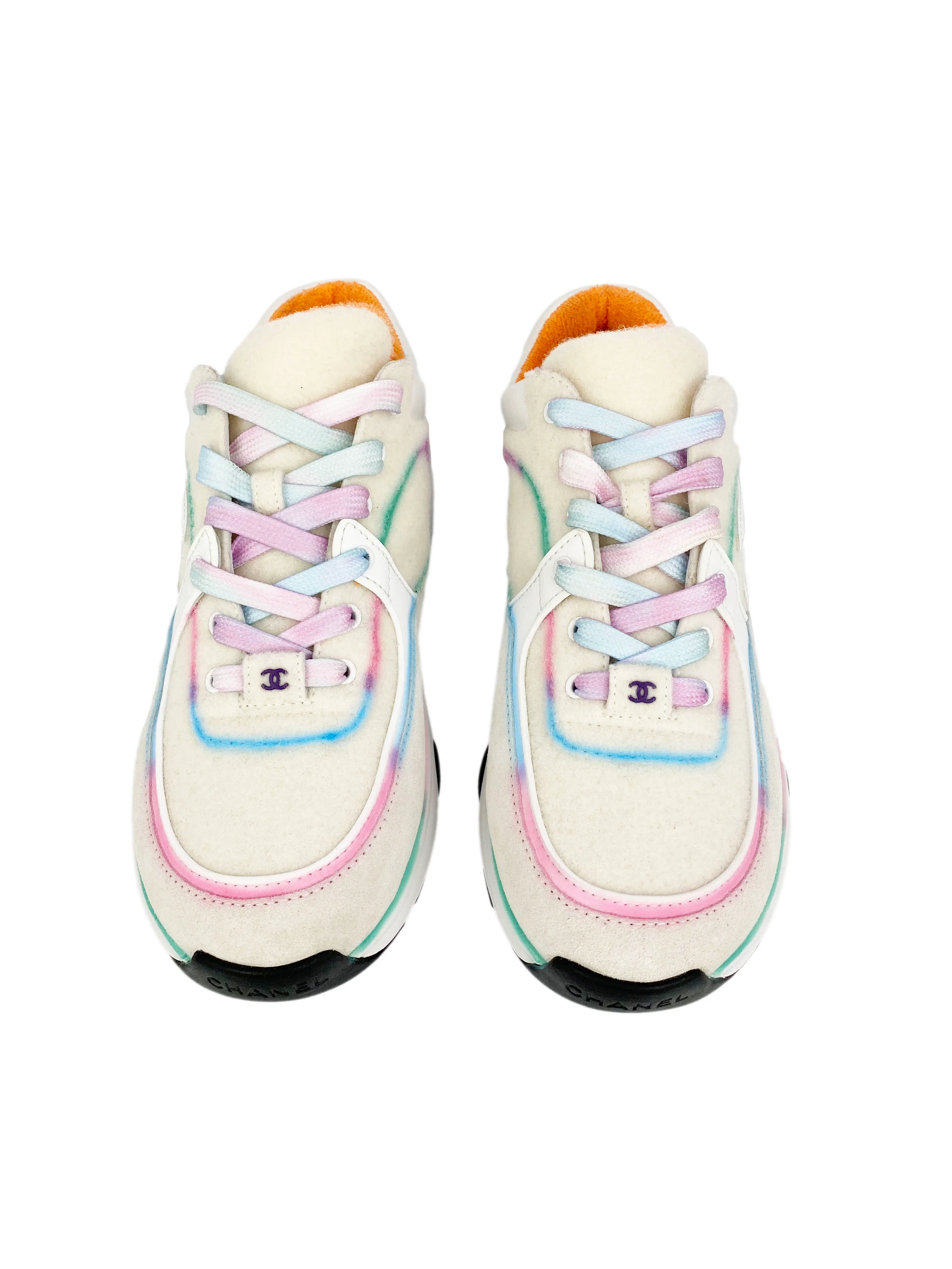 Chanel White  Multicolour Suede Sneakers 38