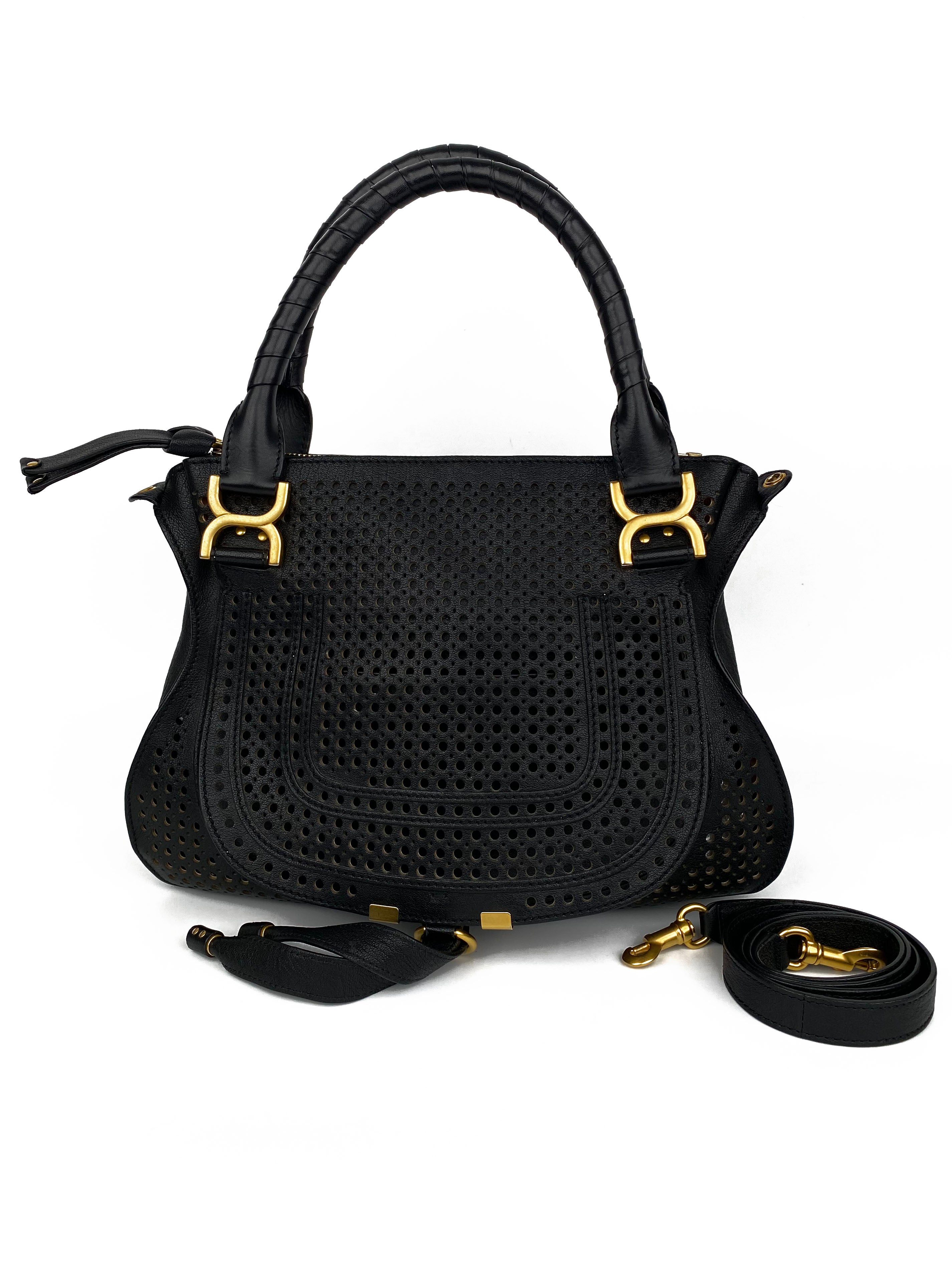 Chloe Black Marcie Perforated Tote Bag