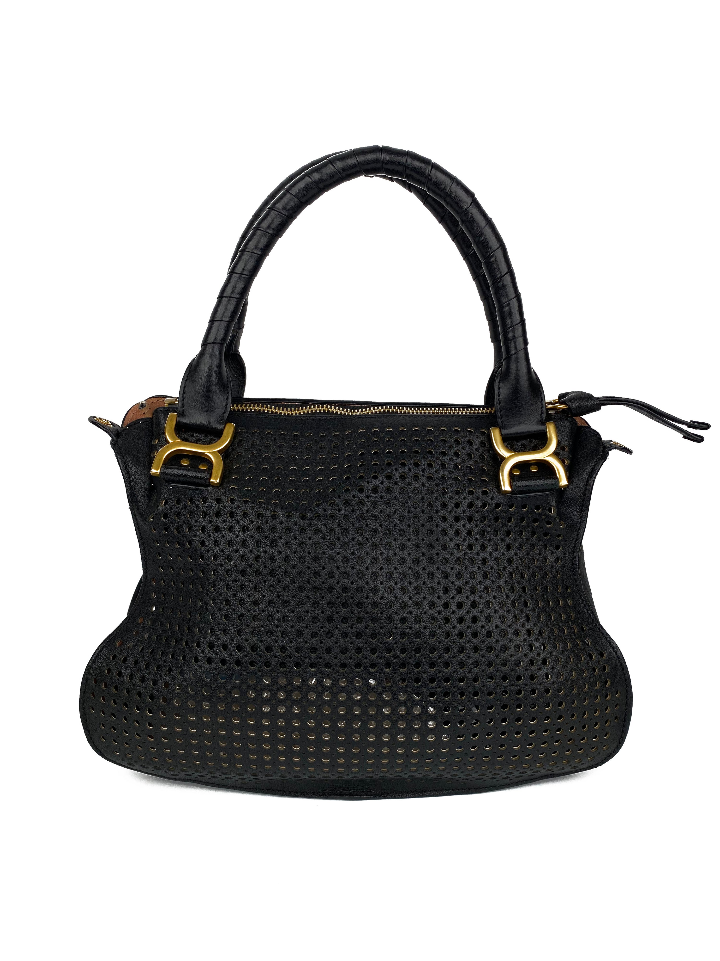 Chloe Black Marcie Perforated Tote Bag