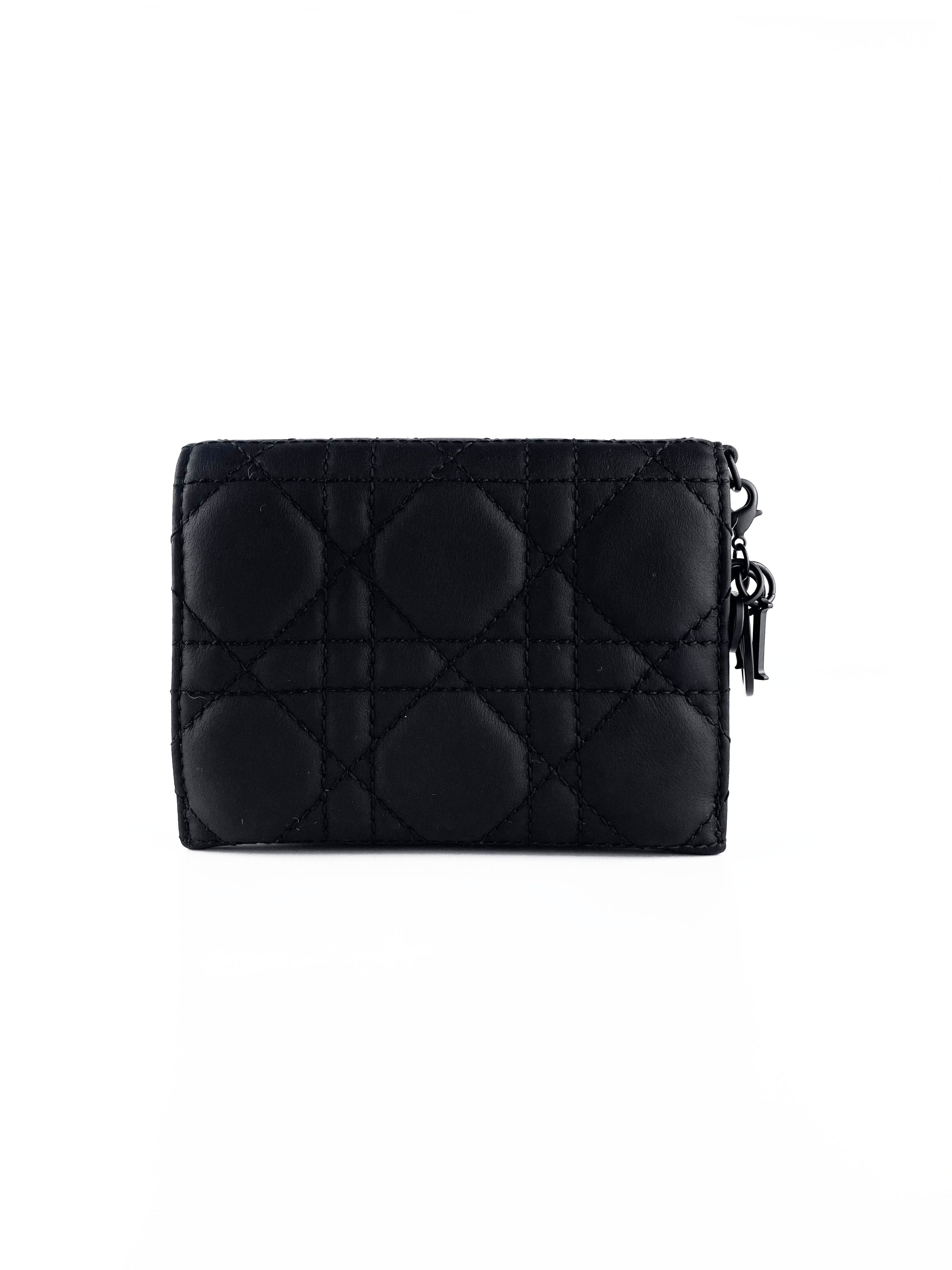 Christian Dior Mini Lady Dior Black Ultramatte Wallet