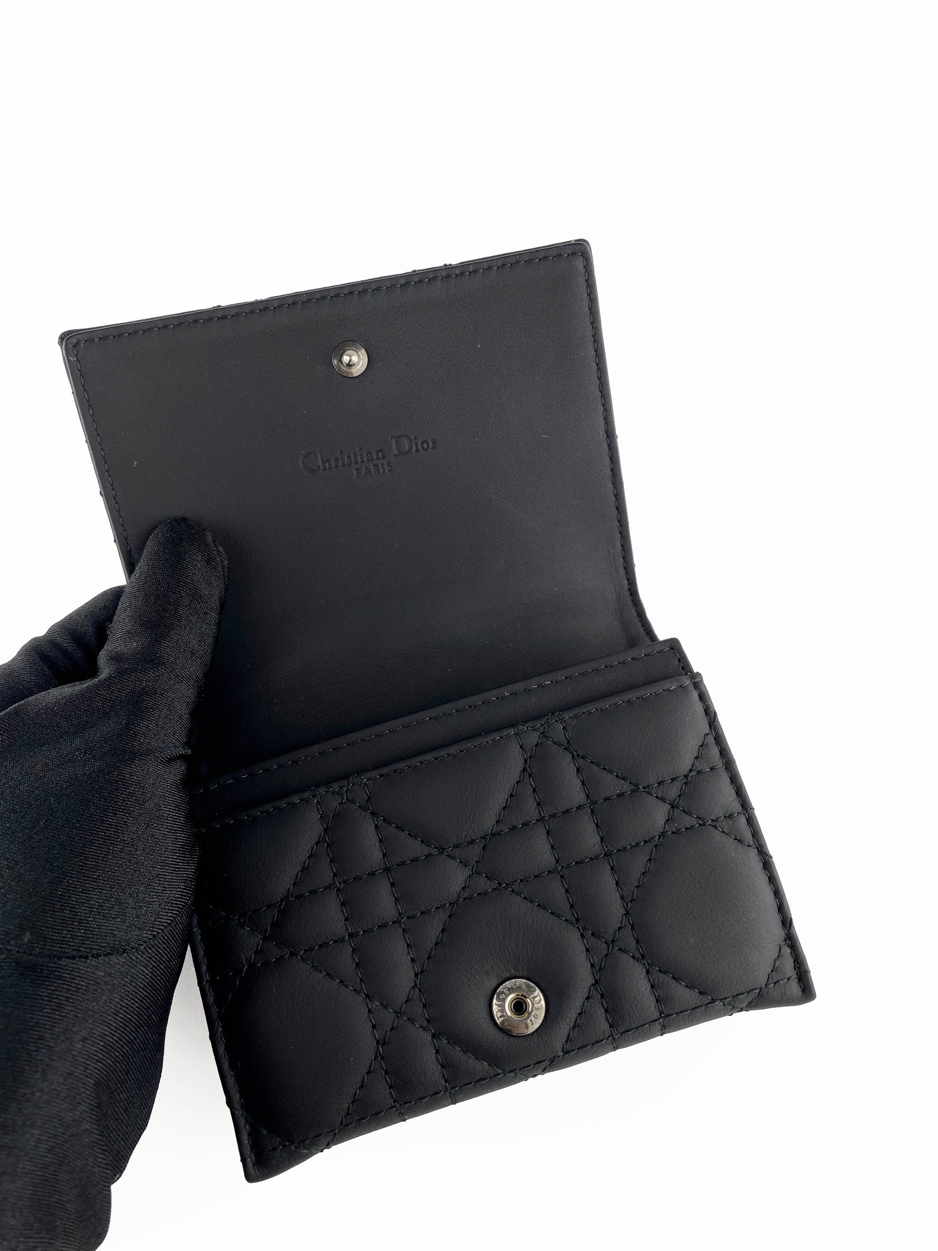 Christian Dior Mini Lady Dior Black Ultramatte Wallet