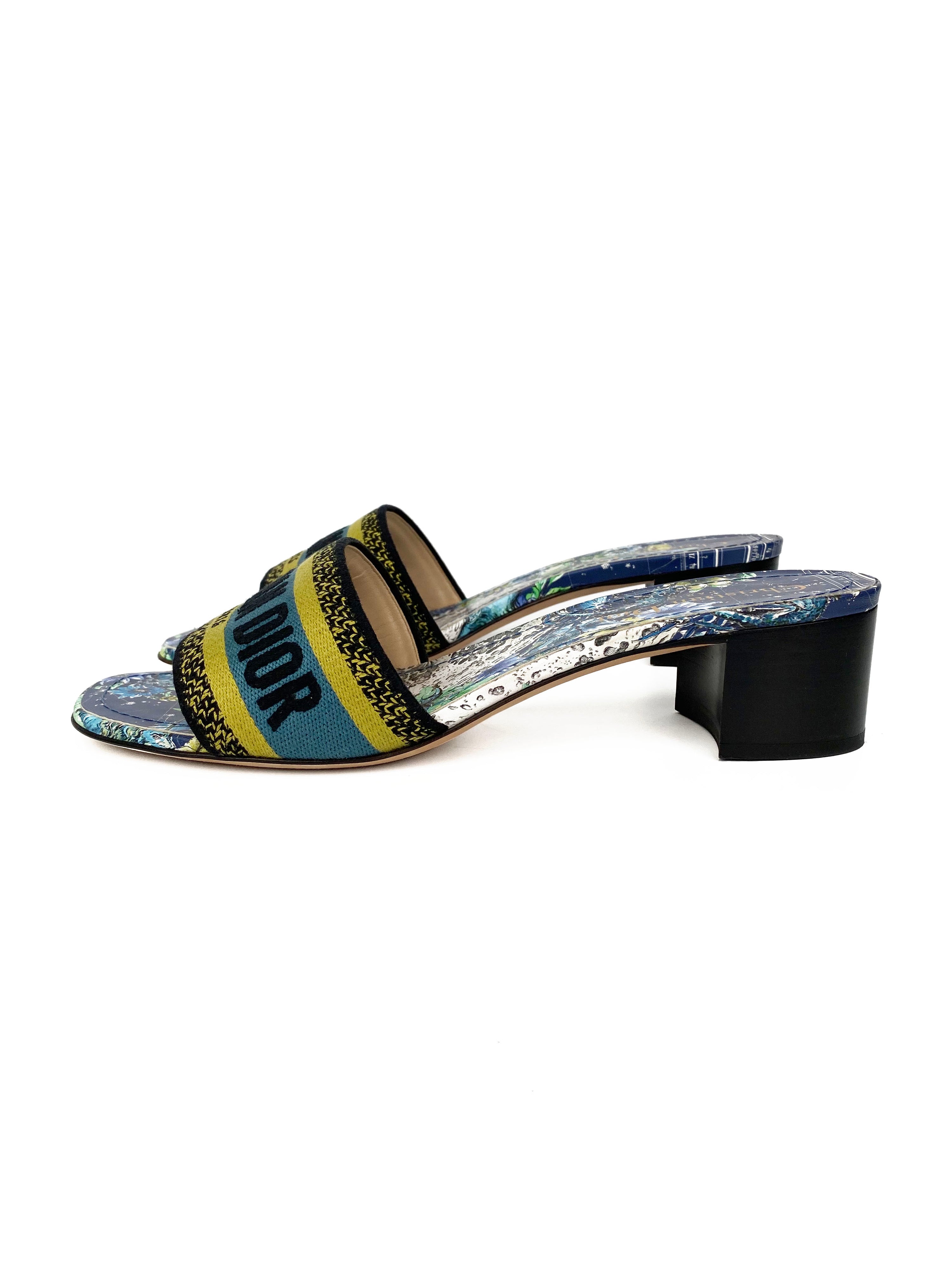 Dior Blue 
Green Dway Heeled Slides 39