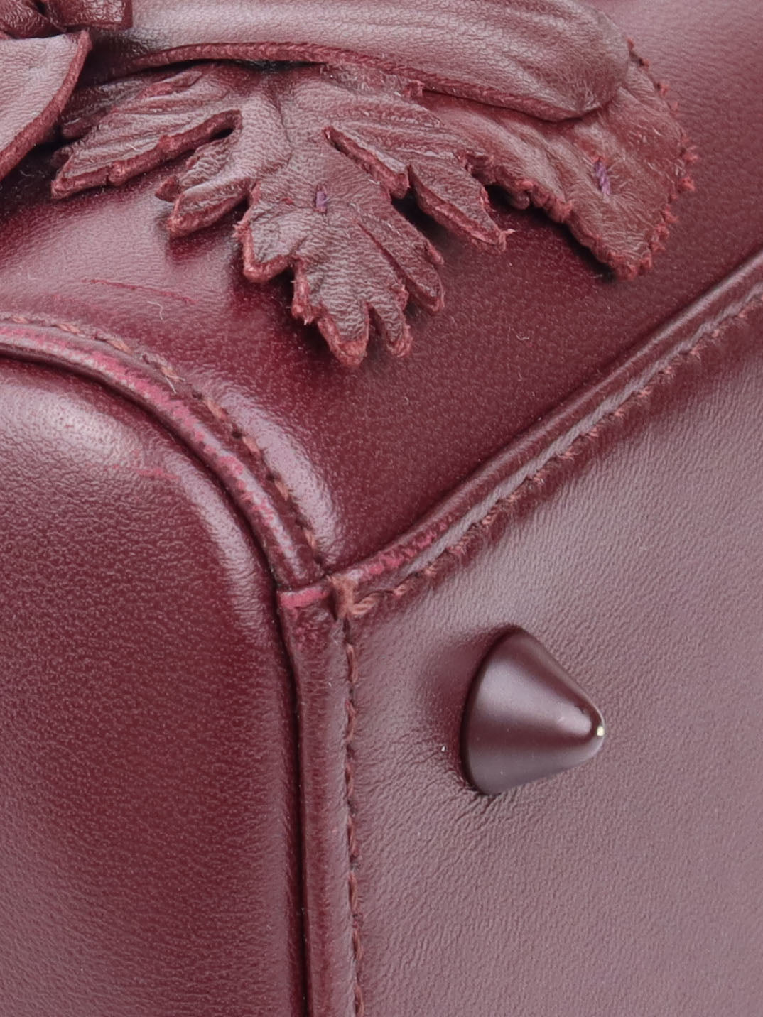 Dior Medium Burgundy Flower Applique Lady Dior Bag