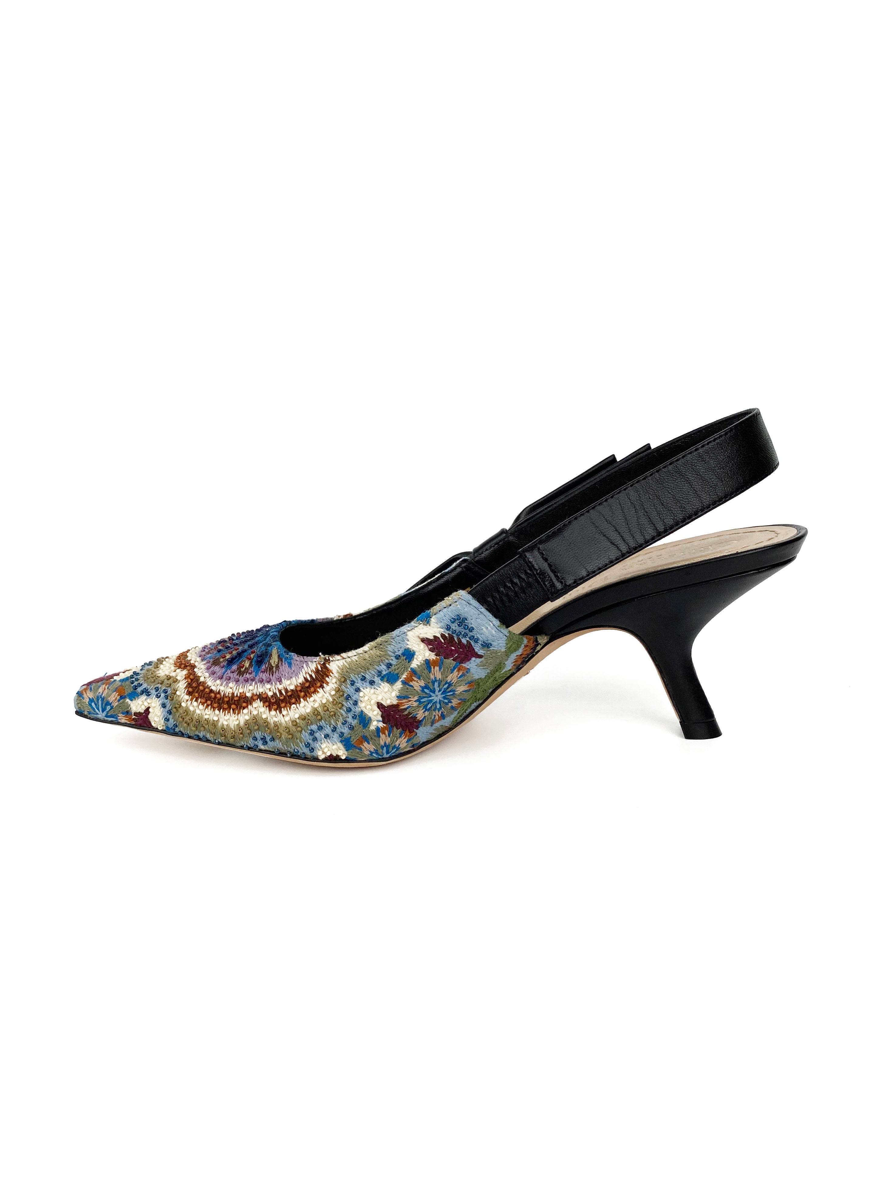 Dior Sweet-D Kaleidoscope Slingback Heels 37.5