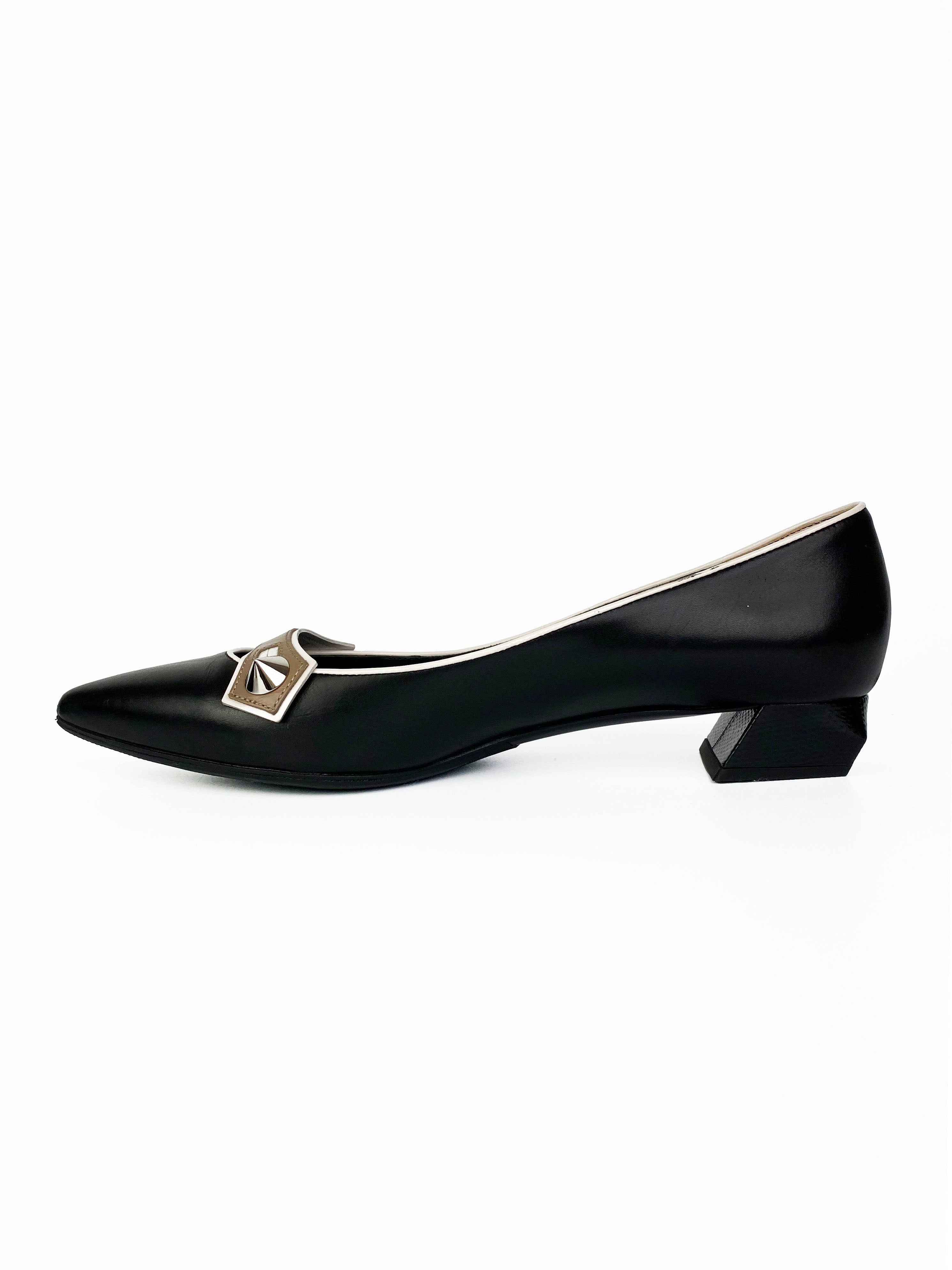 Fendi Black Flats with Silver Studs 38.5