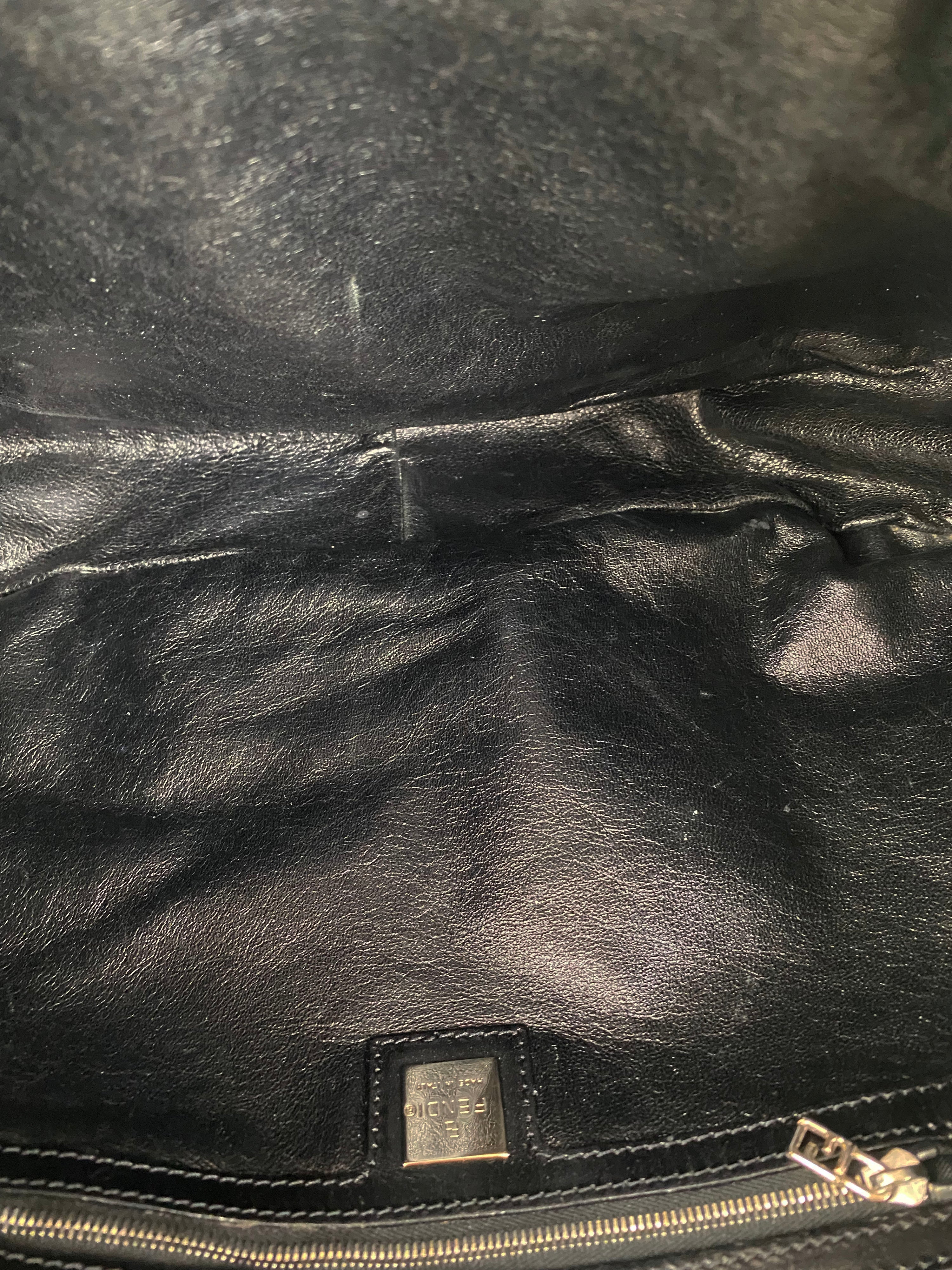 Fendi Black Wool Baguette Bag