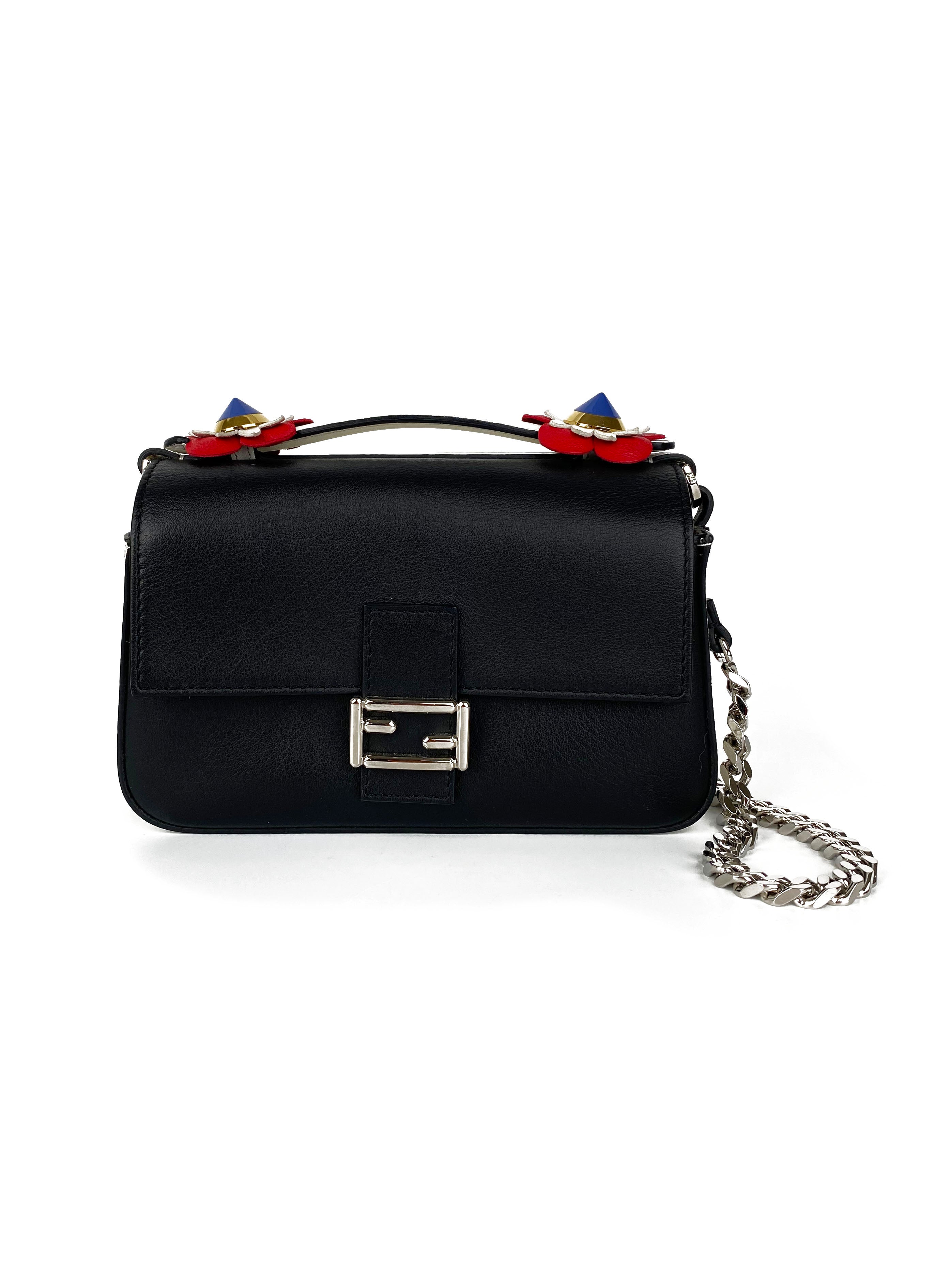 Fendi Black & Nude Micro Double Baguette Bag