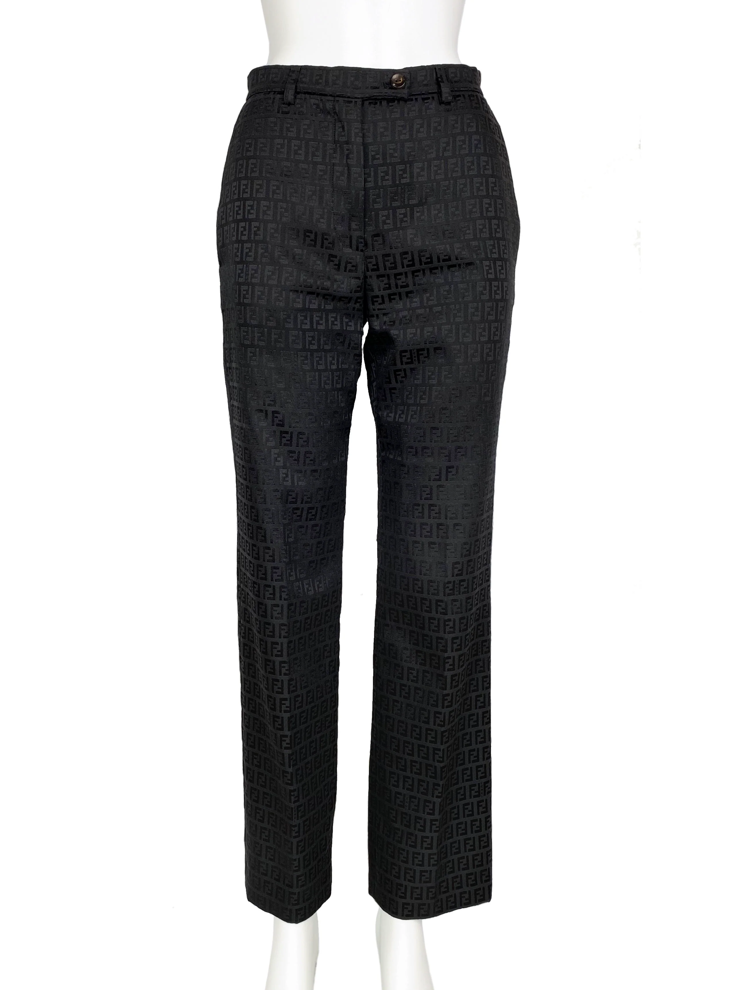 Fendi Vintage Black Monogram Pants 40