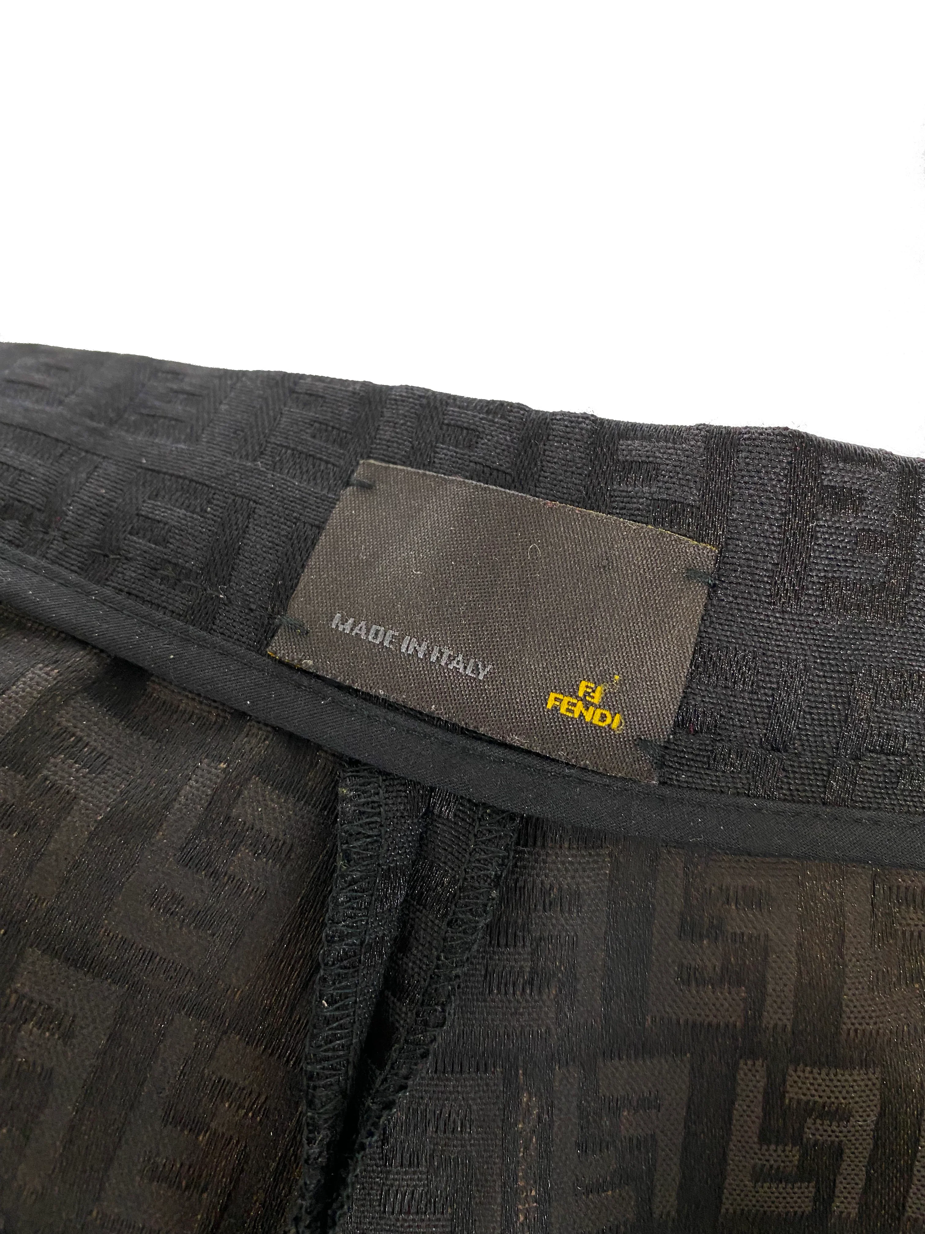 Fendi Vintage Black Monogram Pants 40