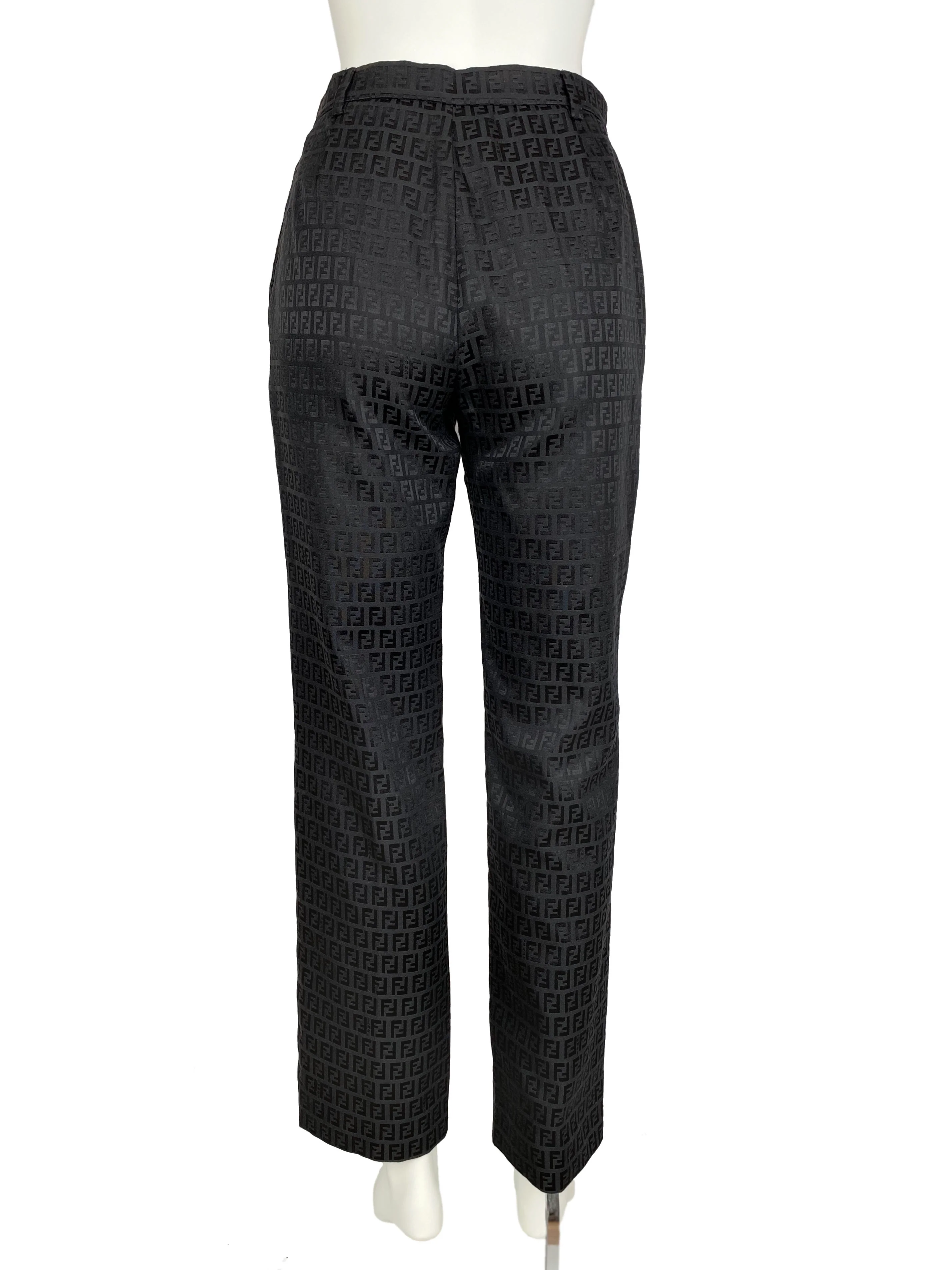 Fendi Vintage Black Monogram Pants 40