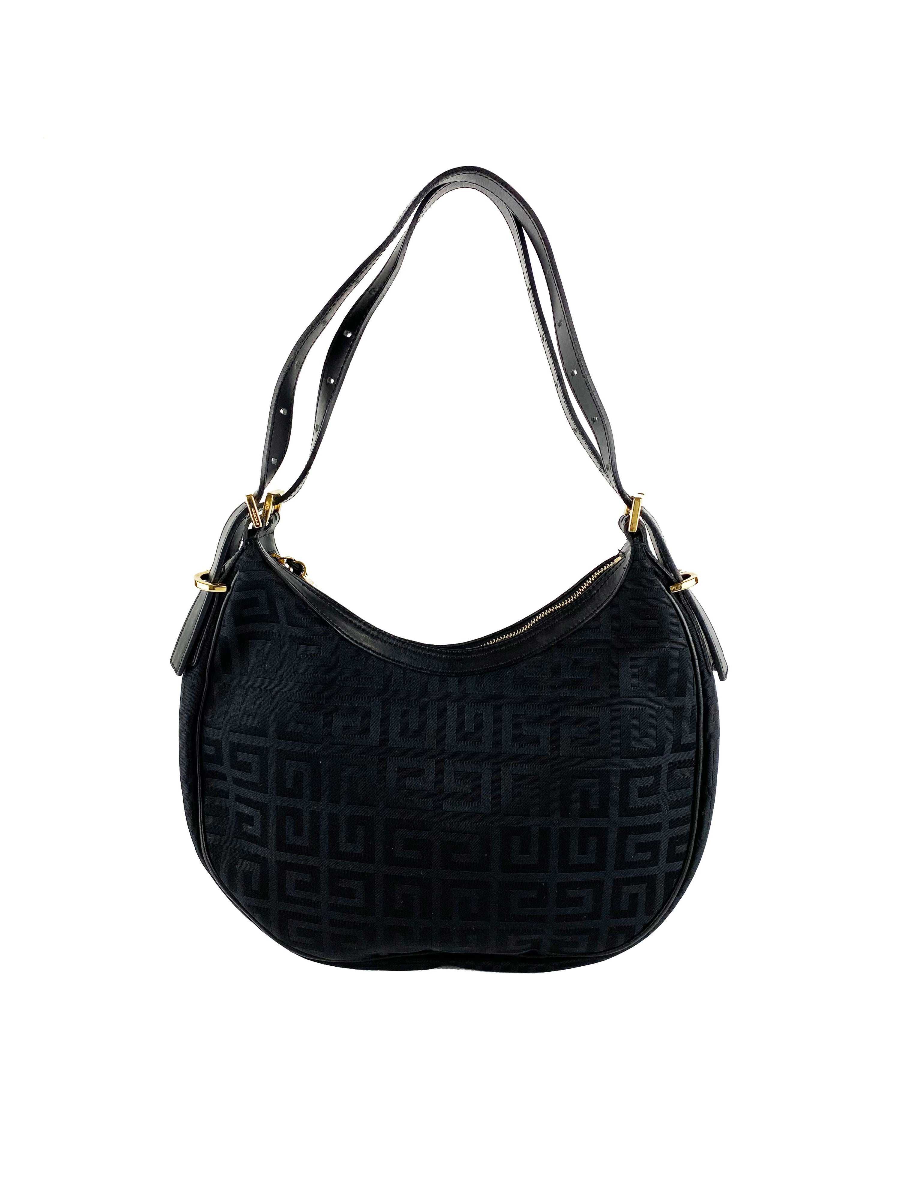 Givenchy Black Monogram Canvas Hobo Bag