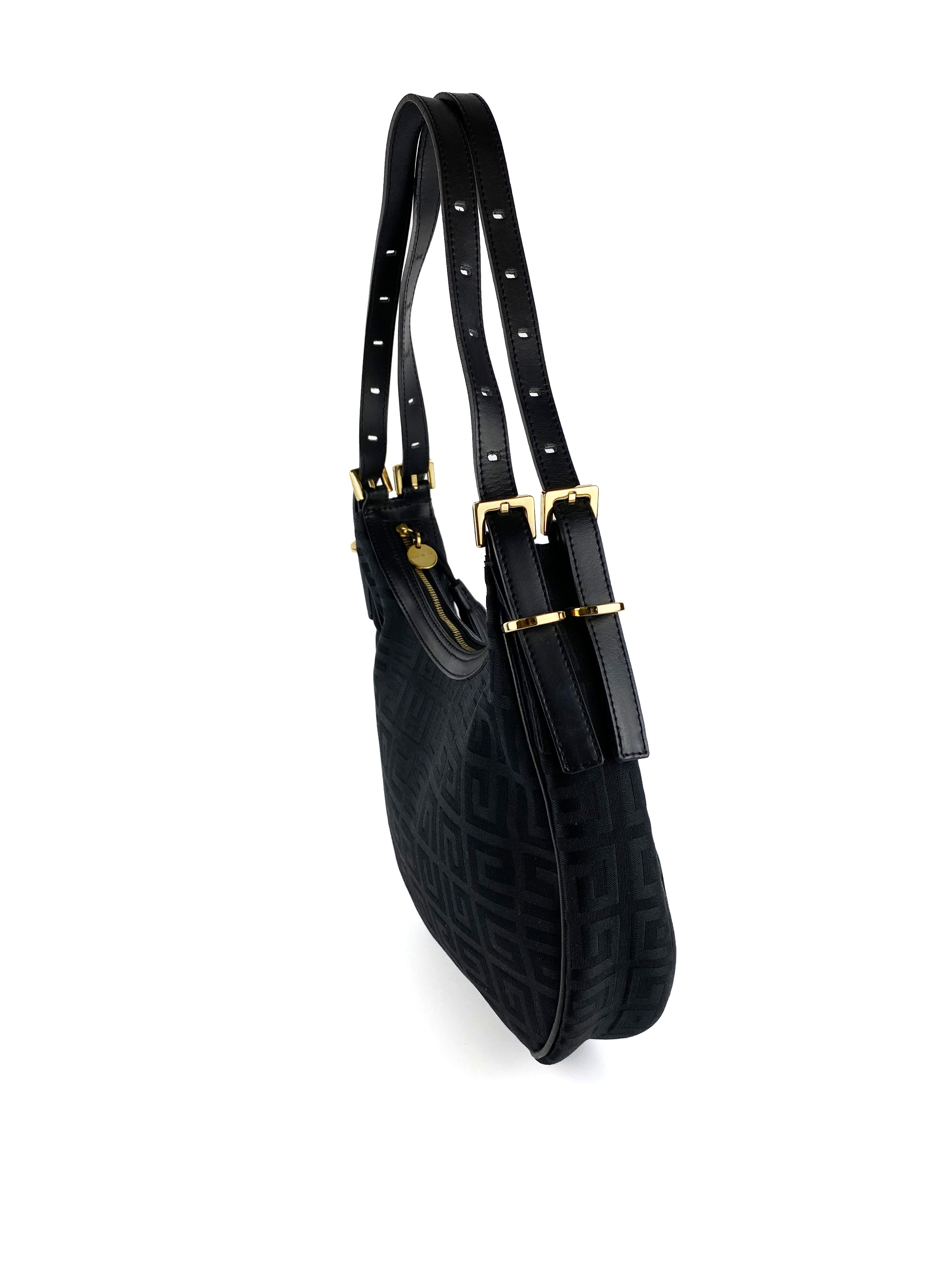 Givenchy Black Monogram Canvas Hobo Bag