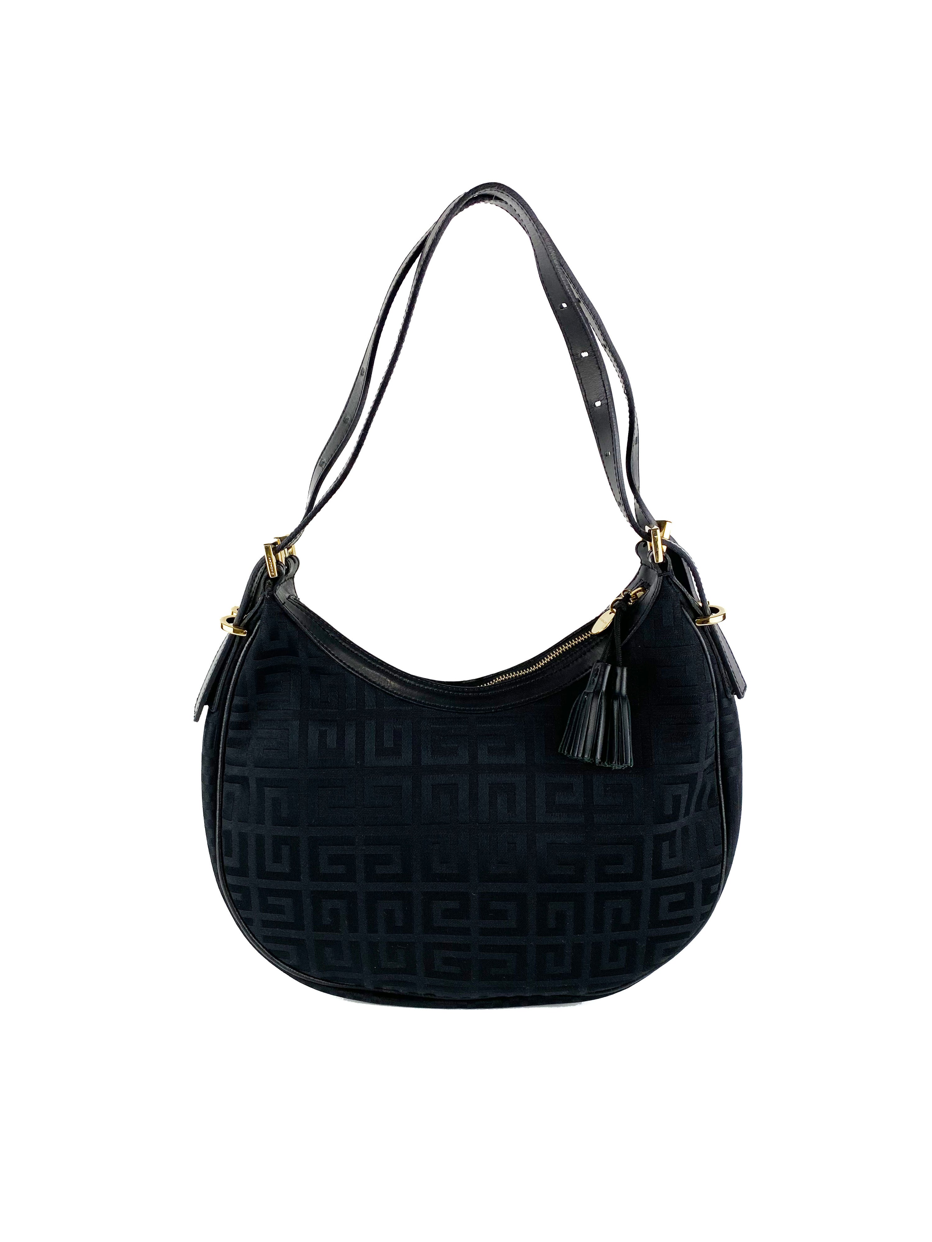 Givenchy Black Monogram Canvas Hobo Bag