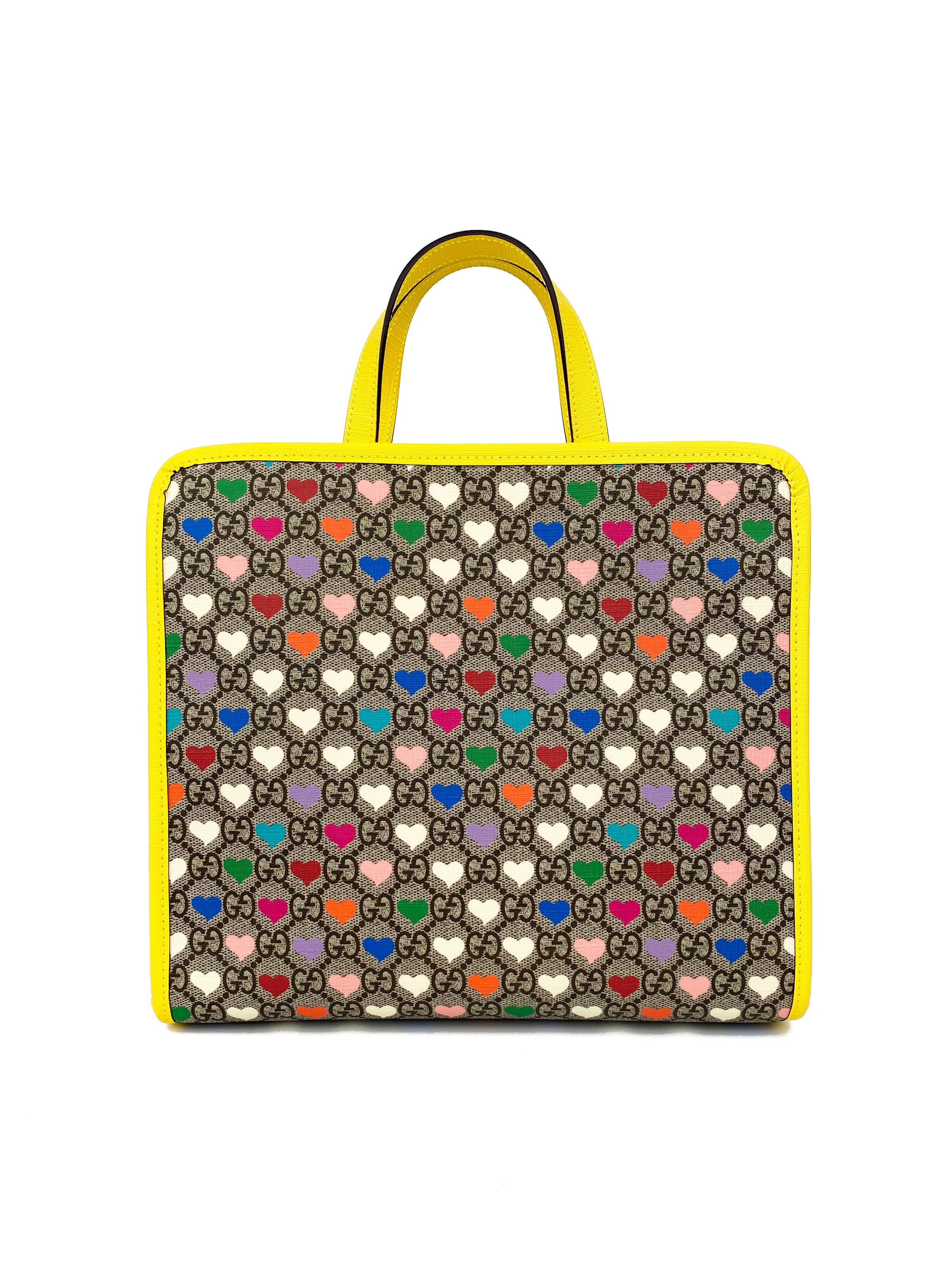 Gucci Beige GG Supreme Heart Print Tote