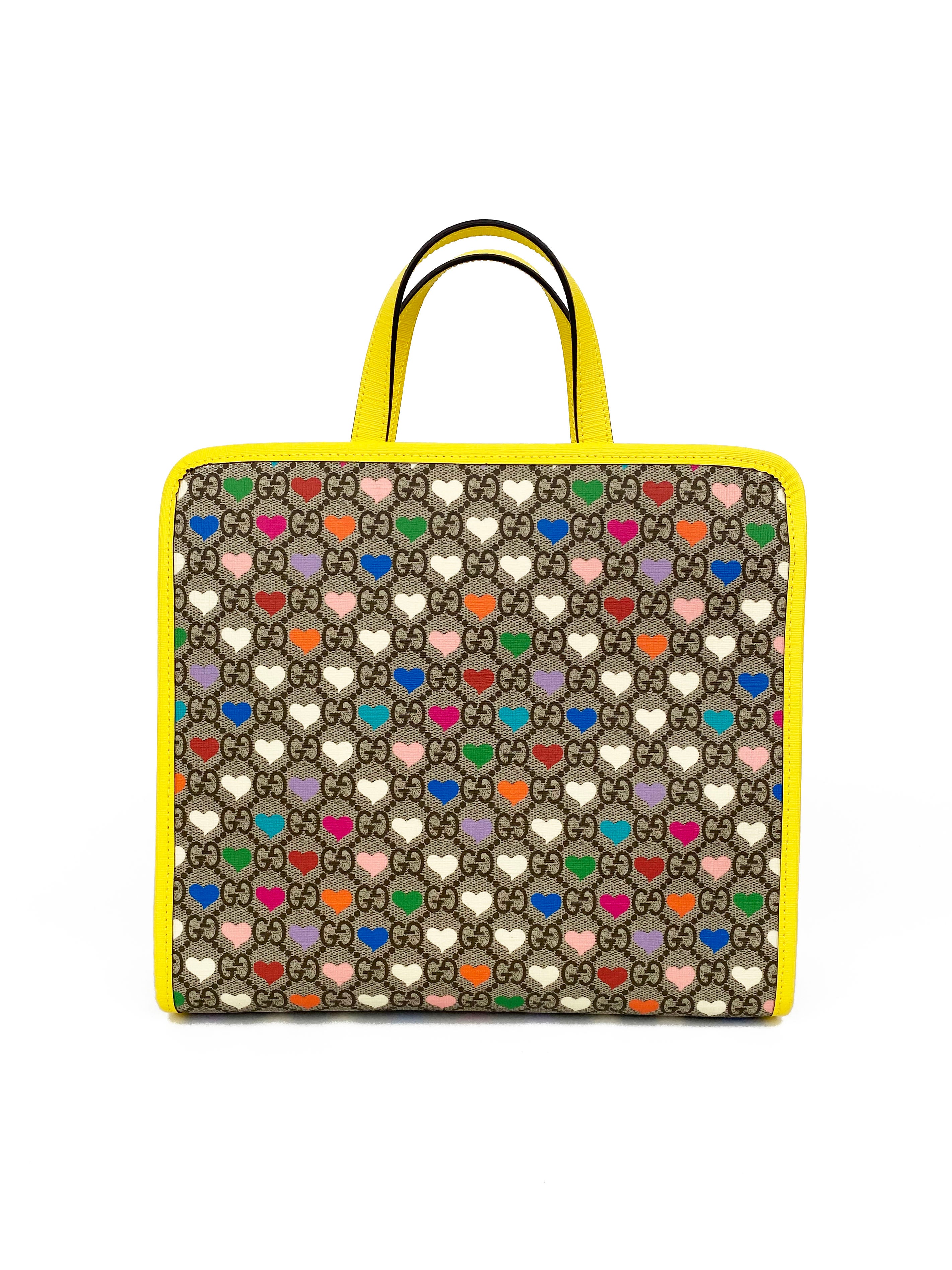 Gucci Beige GG Supreme Heart Print Tote