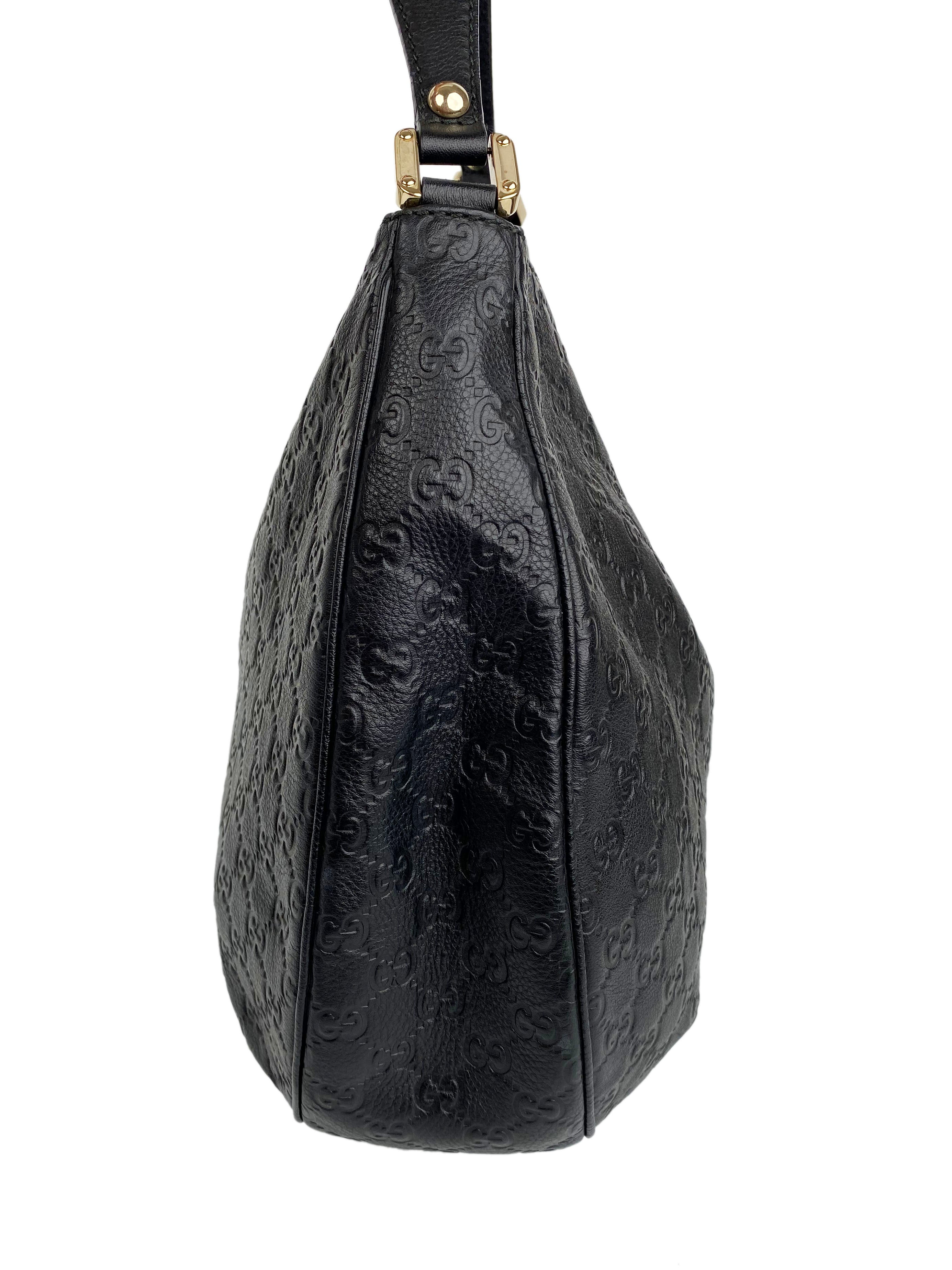 Gucci Black Guccissima Hobo Bag