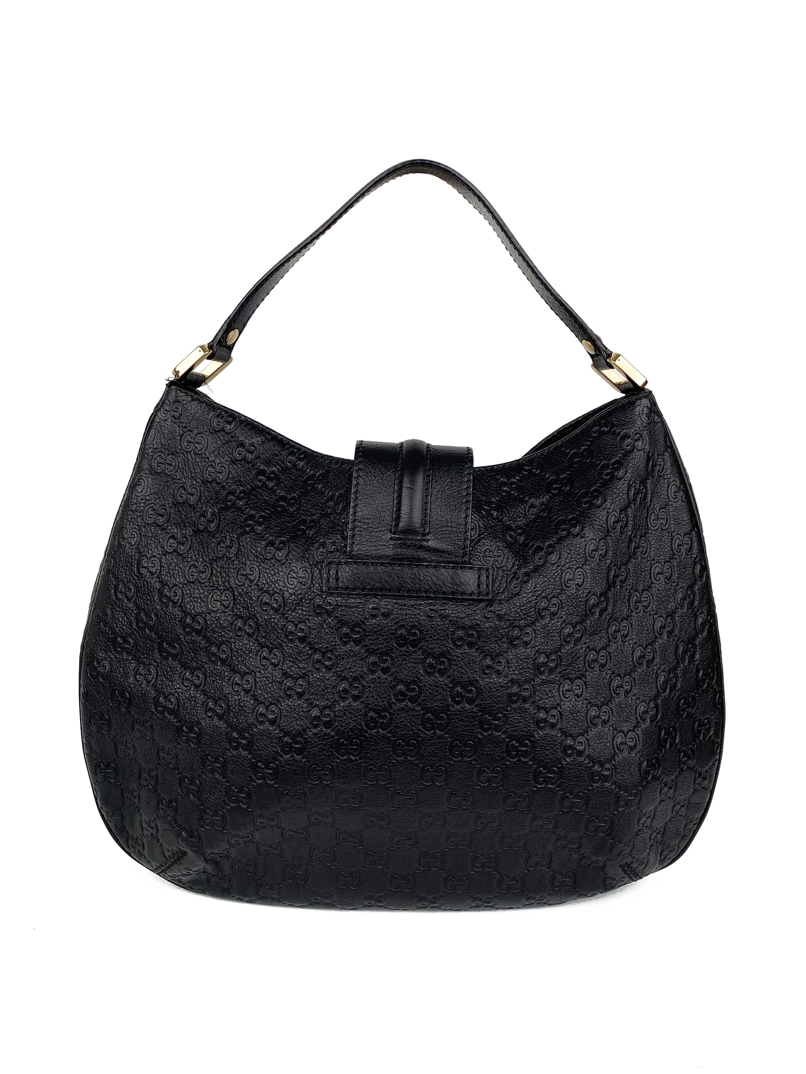 Gucci Black Guccissima Hobo Bag