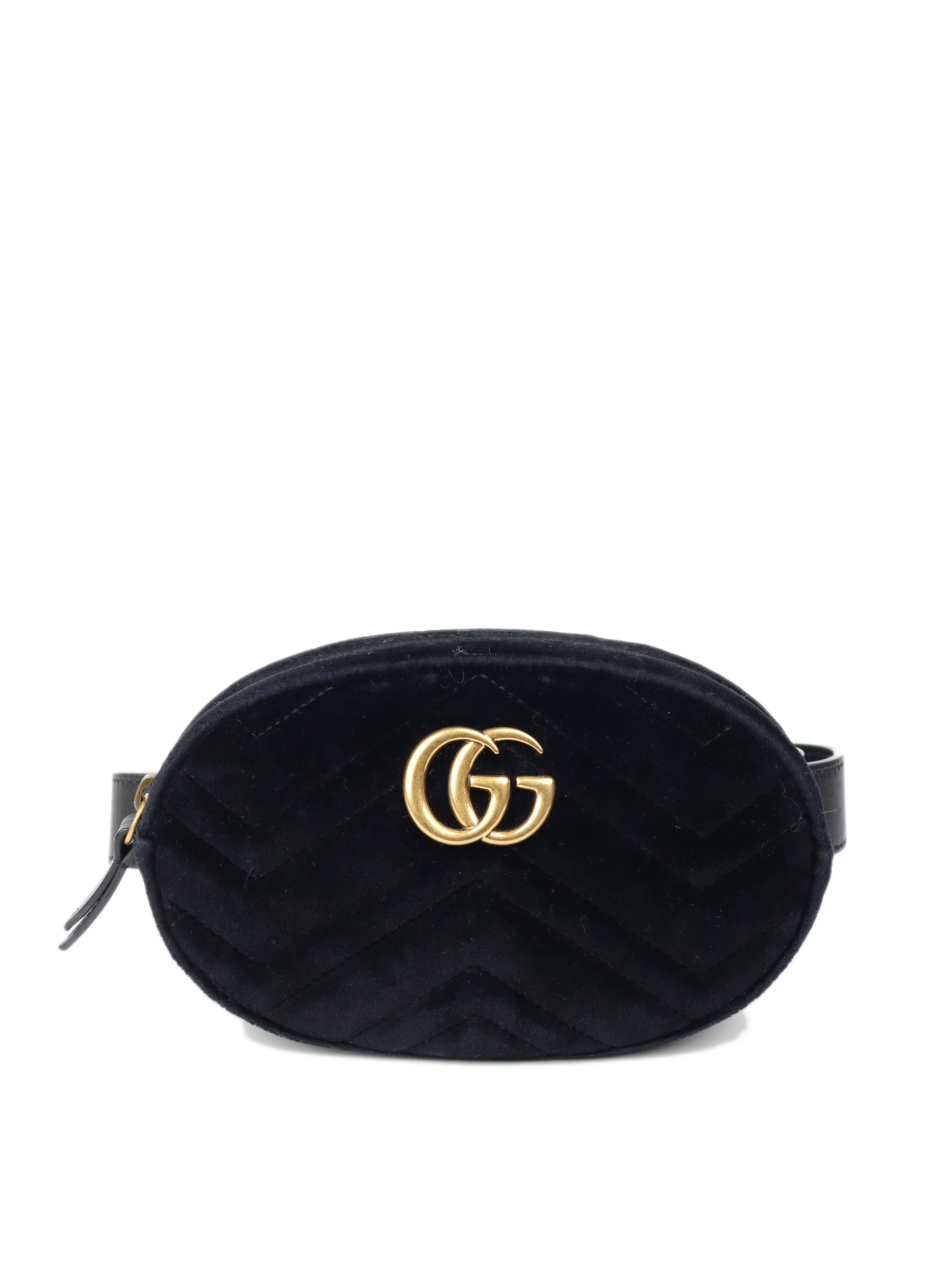 Gucci Black Velvet Marmont Belt Bag 65