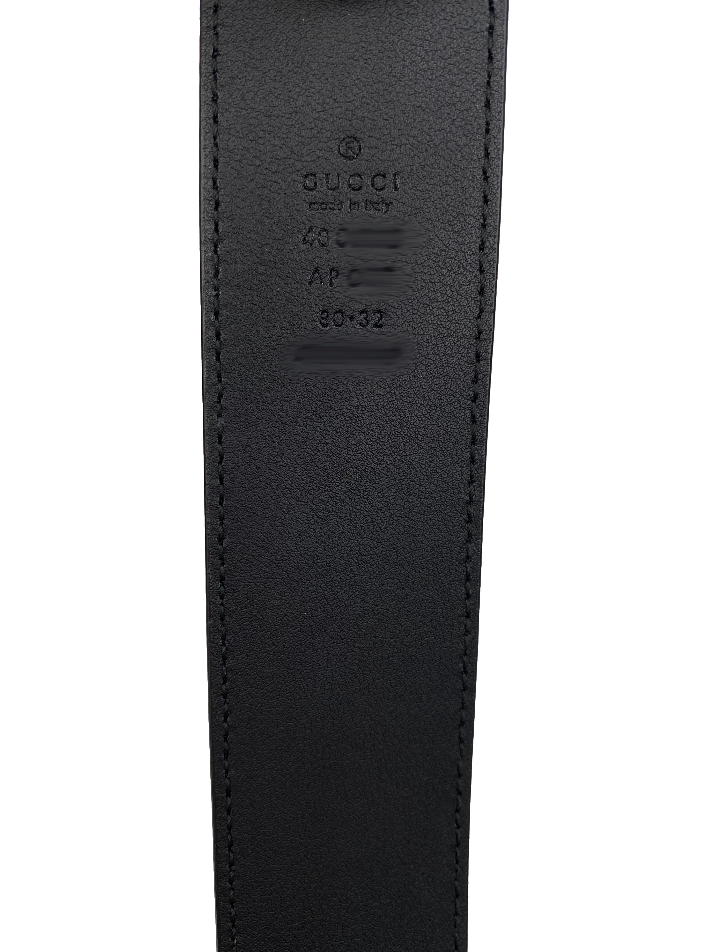 Gucci GG Black Marmont Belt with Shiny Buckle 80