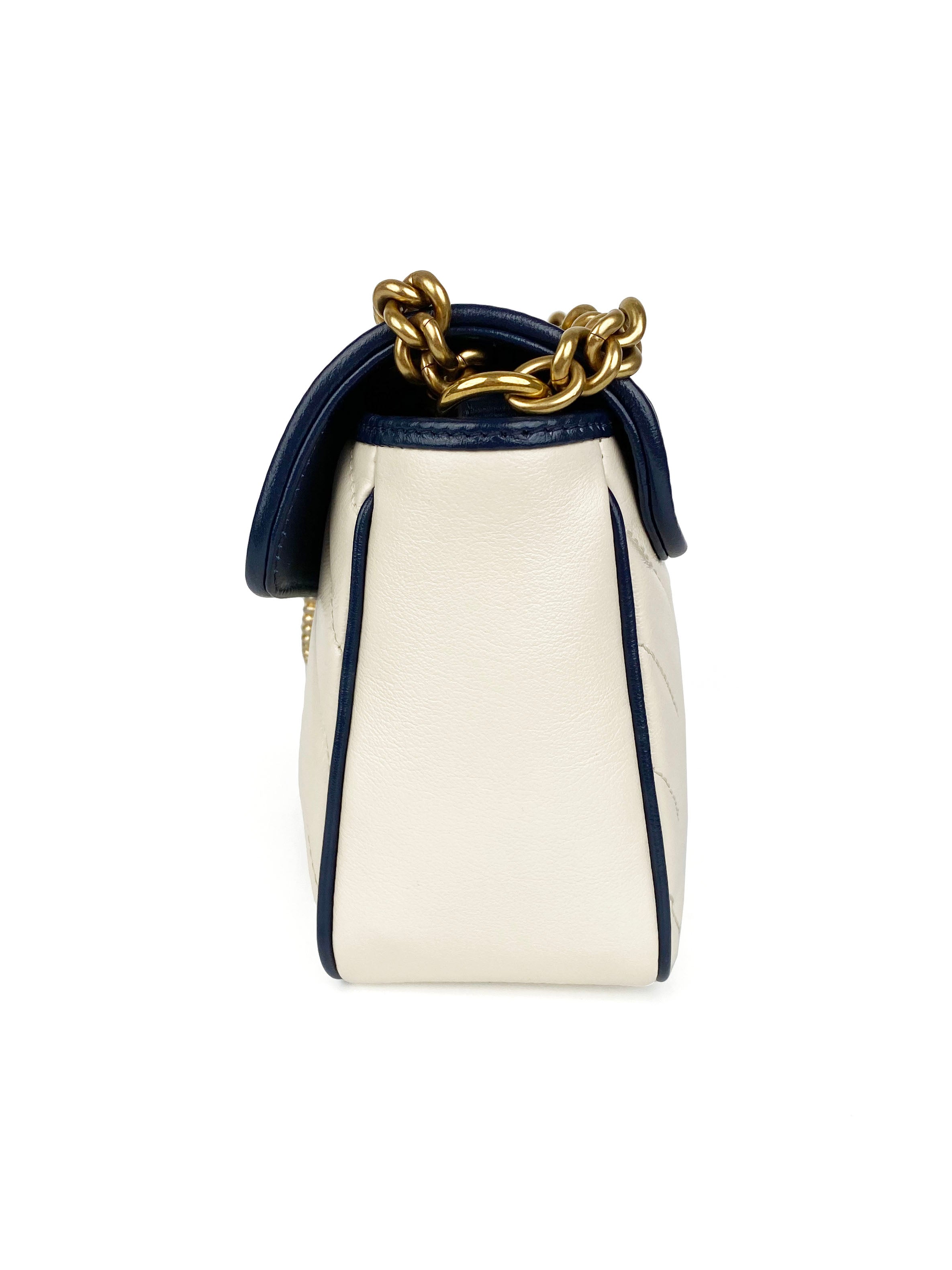 Gucci GG Marmont Torchon White 
Blue Shoulder Bag