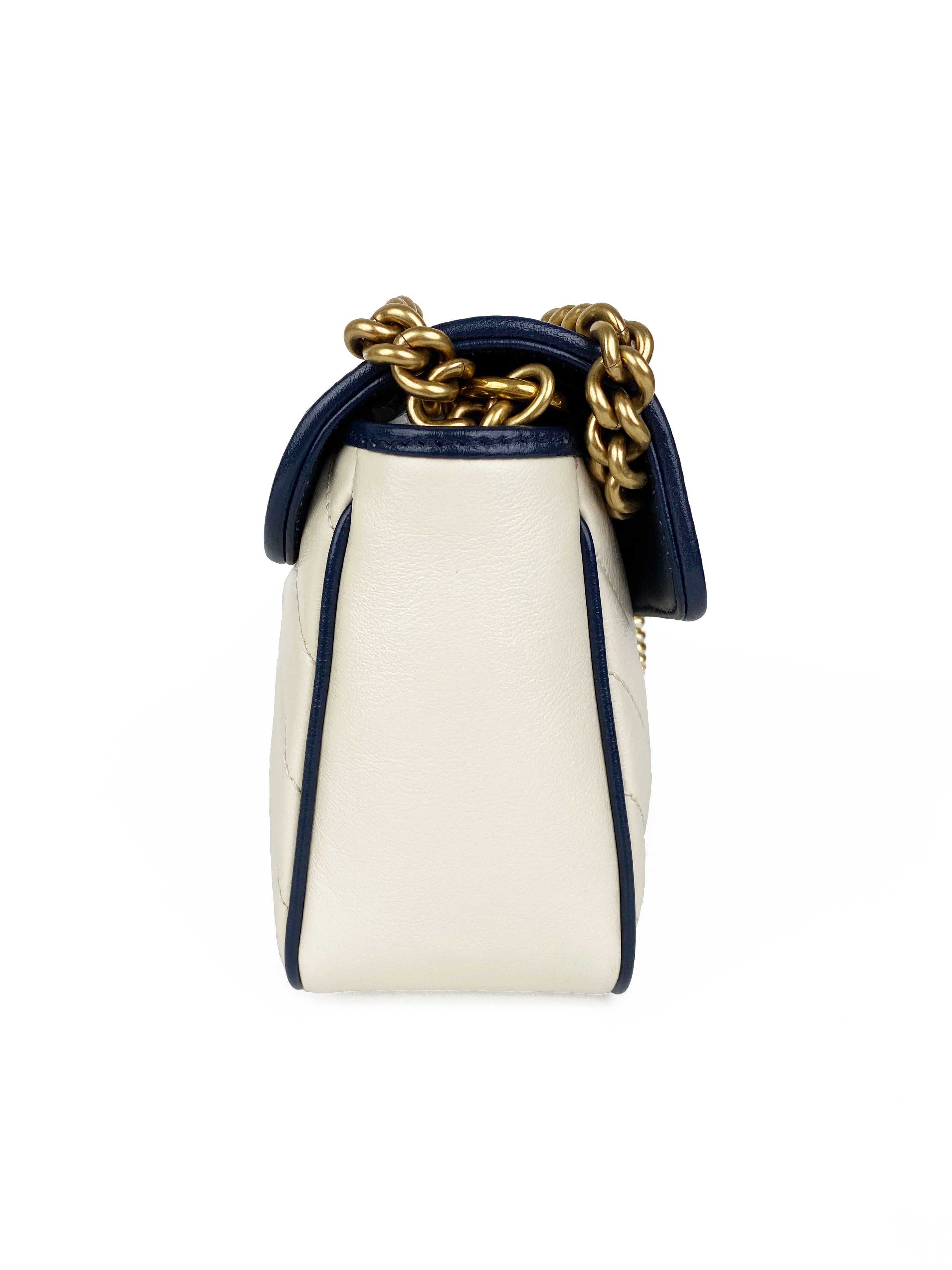 Gucci GG Marmont Torchon White 
Blue Shoulder Bag