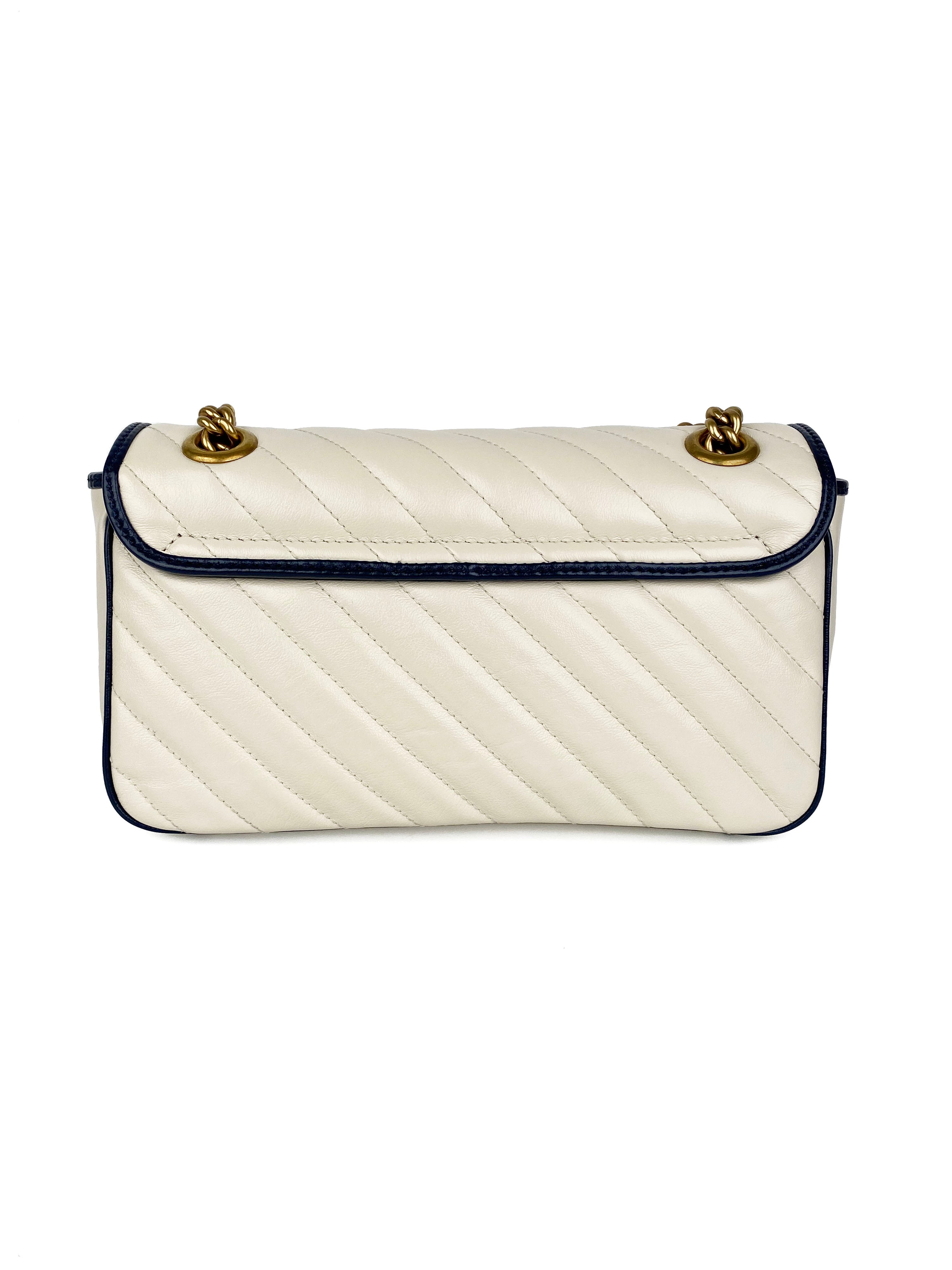 Gucci GG Marmont Torchon White 
Blue Shoulder Bag