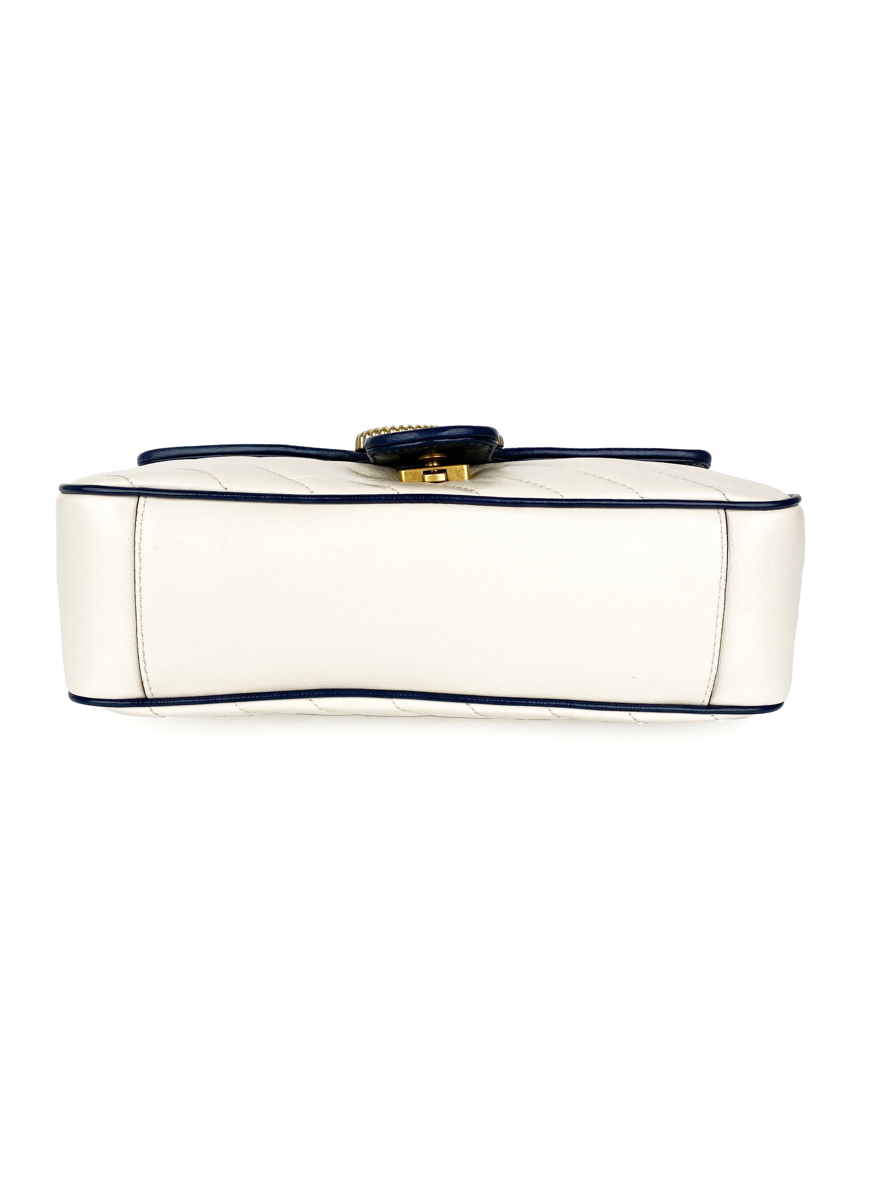 Gucci GG Marmont Torchon White 
Blue Shoulder Bag