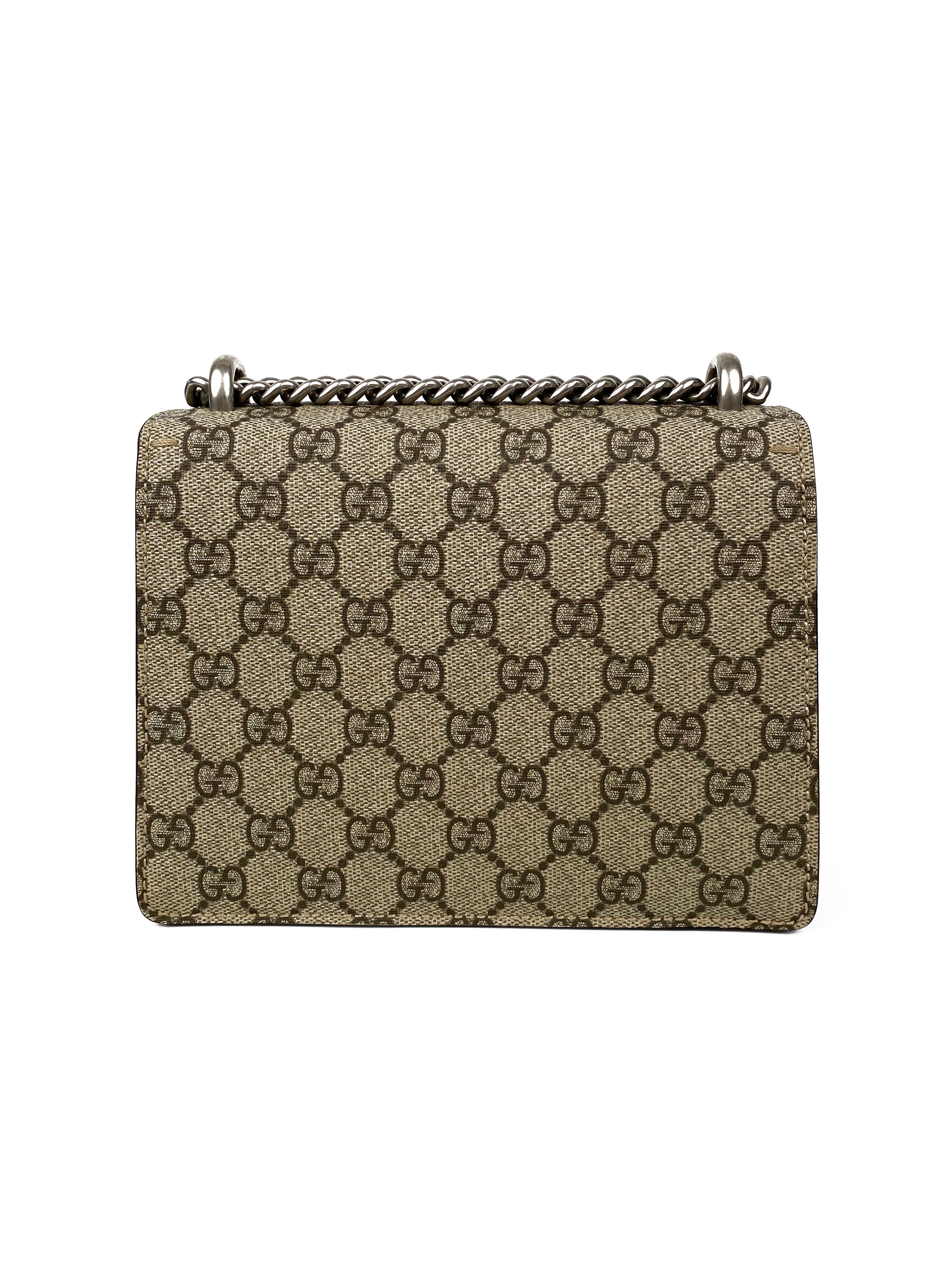 Gucci GG Supreme Mini Dionysus Bag with Taupe Trim