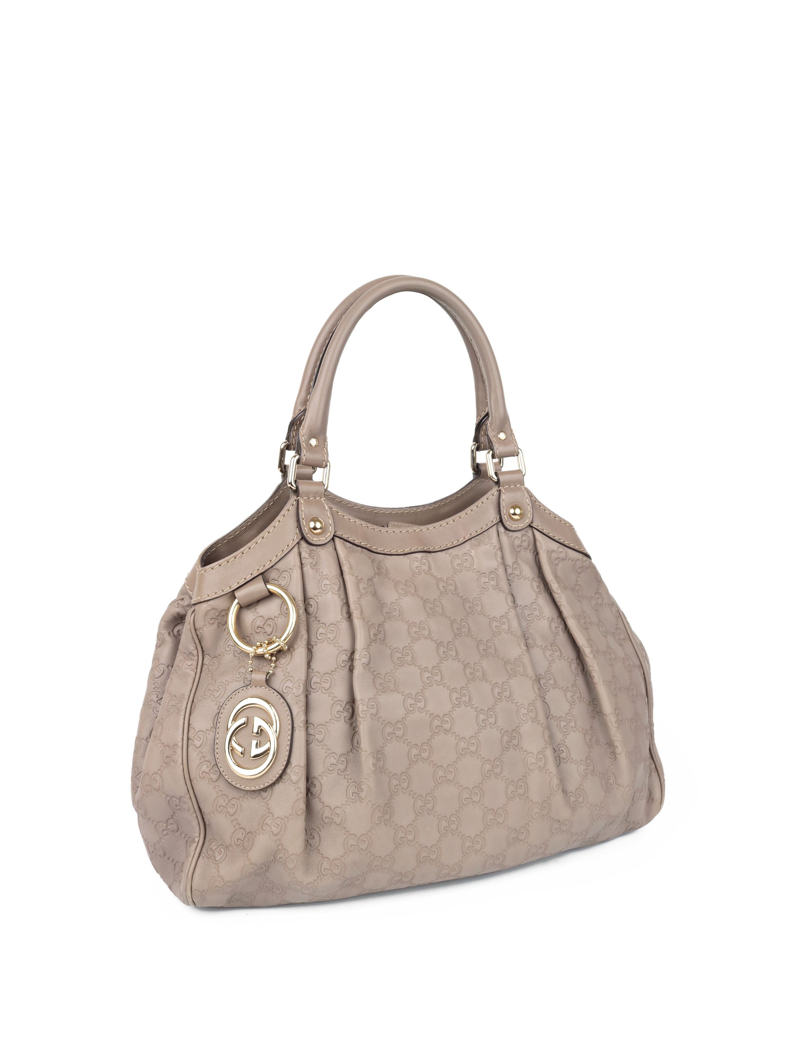 Gucci Grey Monogram Sukey Leather Tote