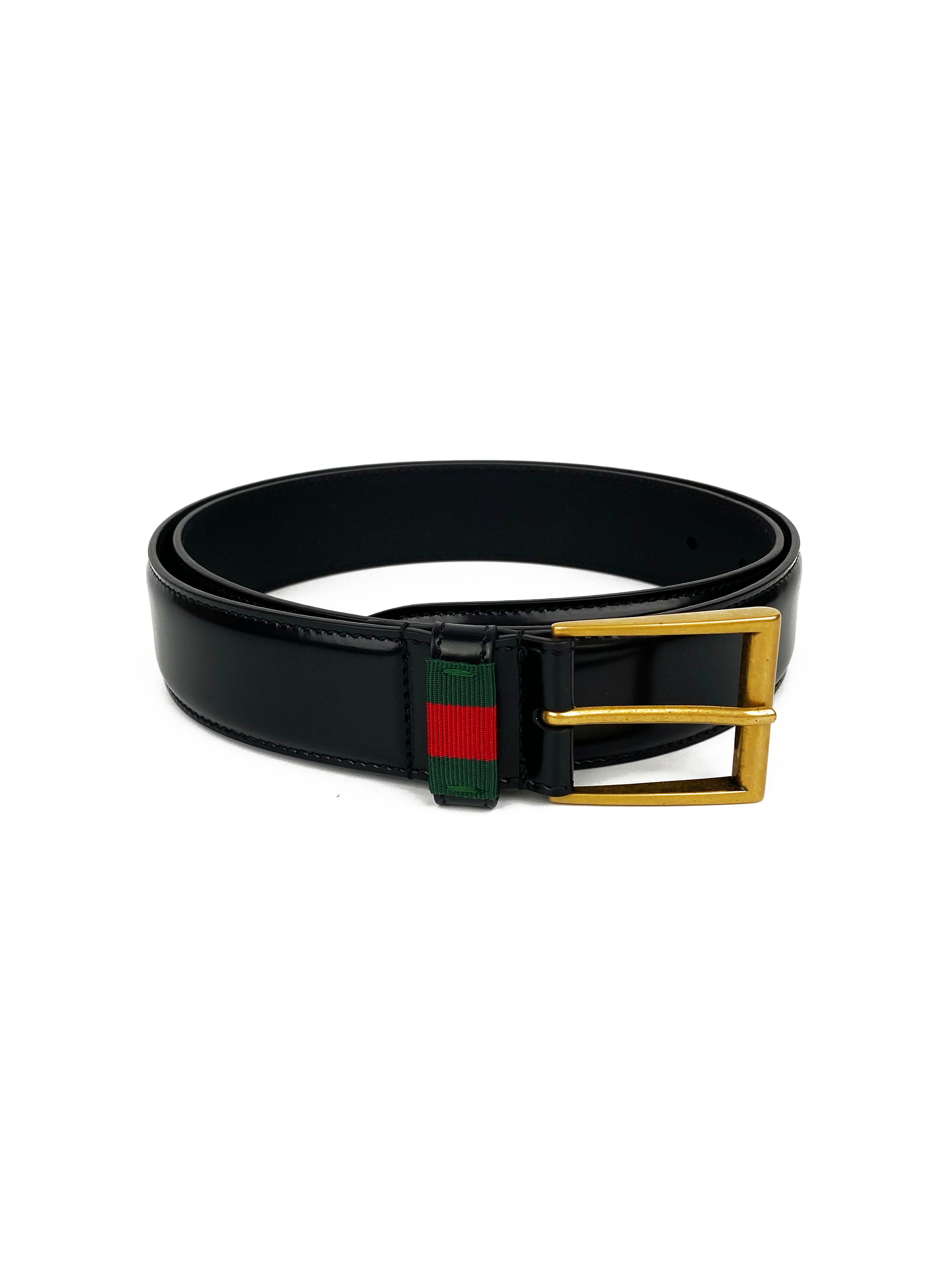 Gucci Men
s Leather Belt with Web 95