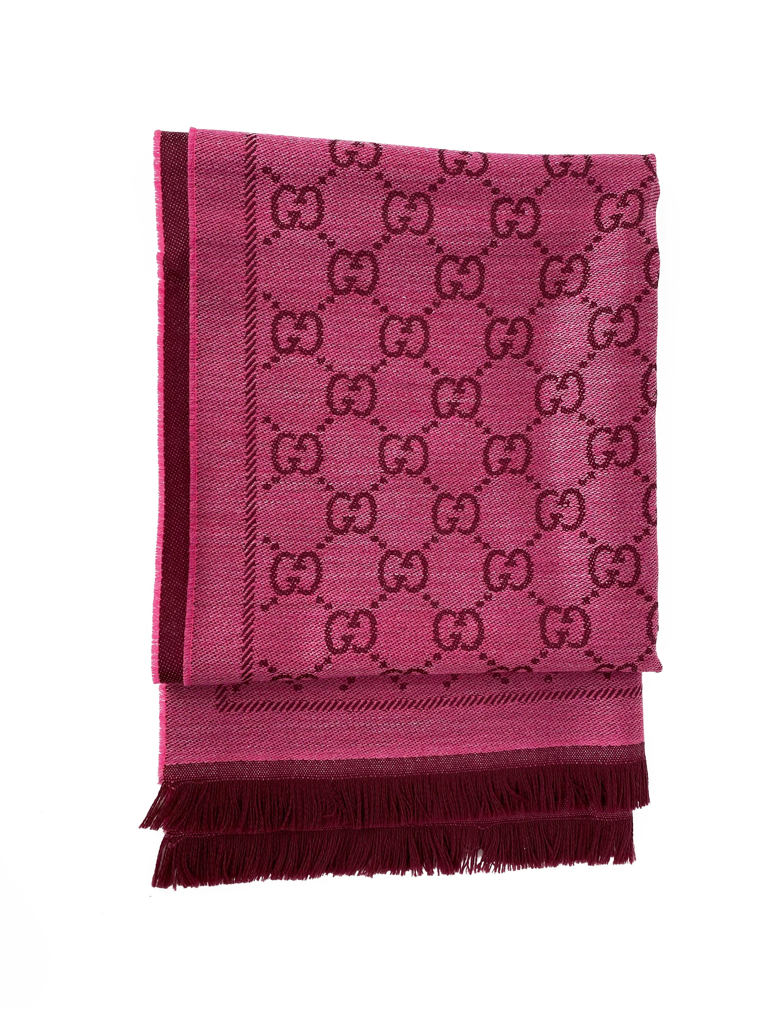 Gucci Pink GG Jacquard Knitted Scarf