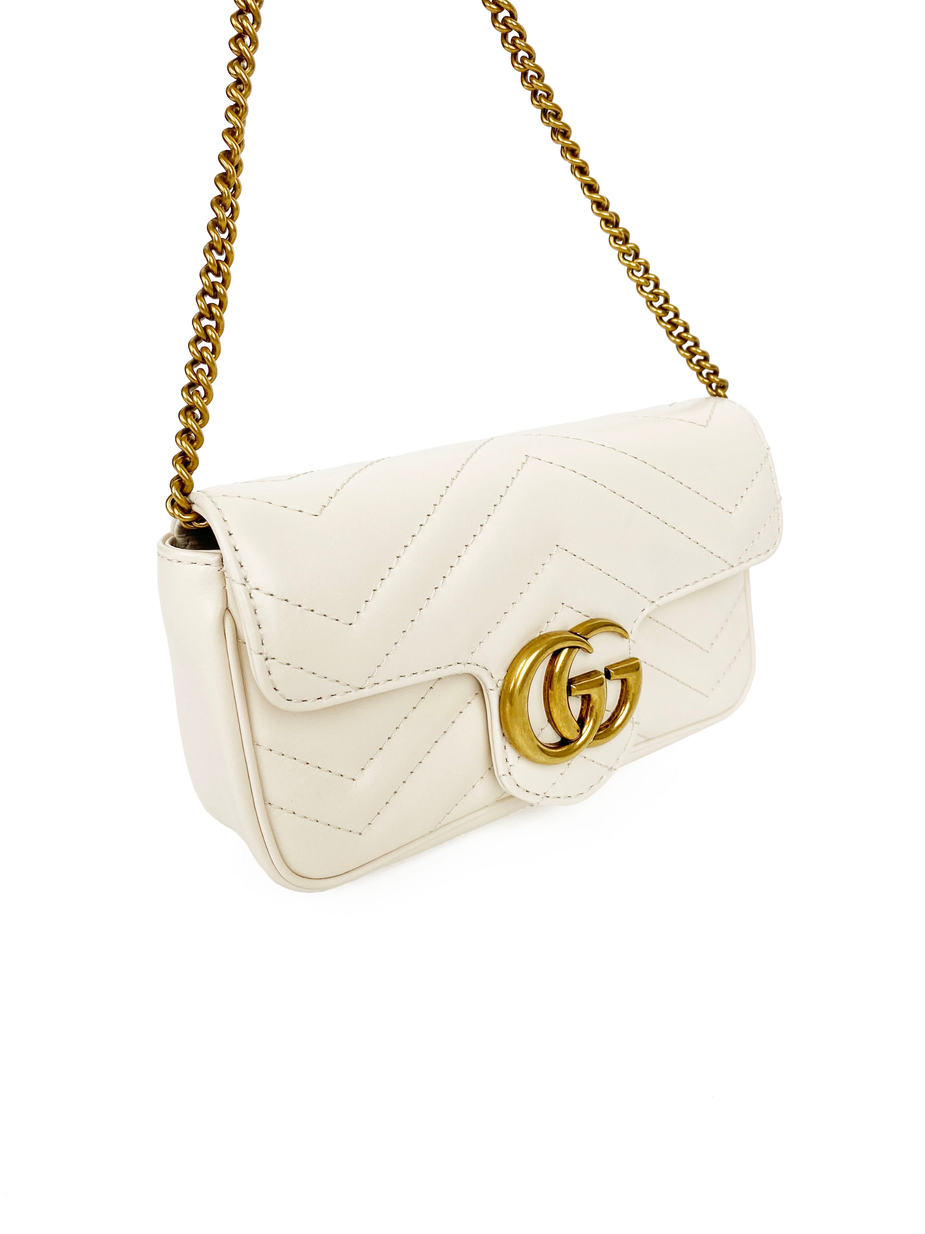 Gucci Super Mini White Marmont Bag