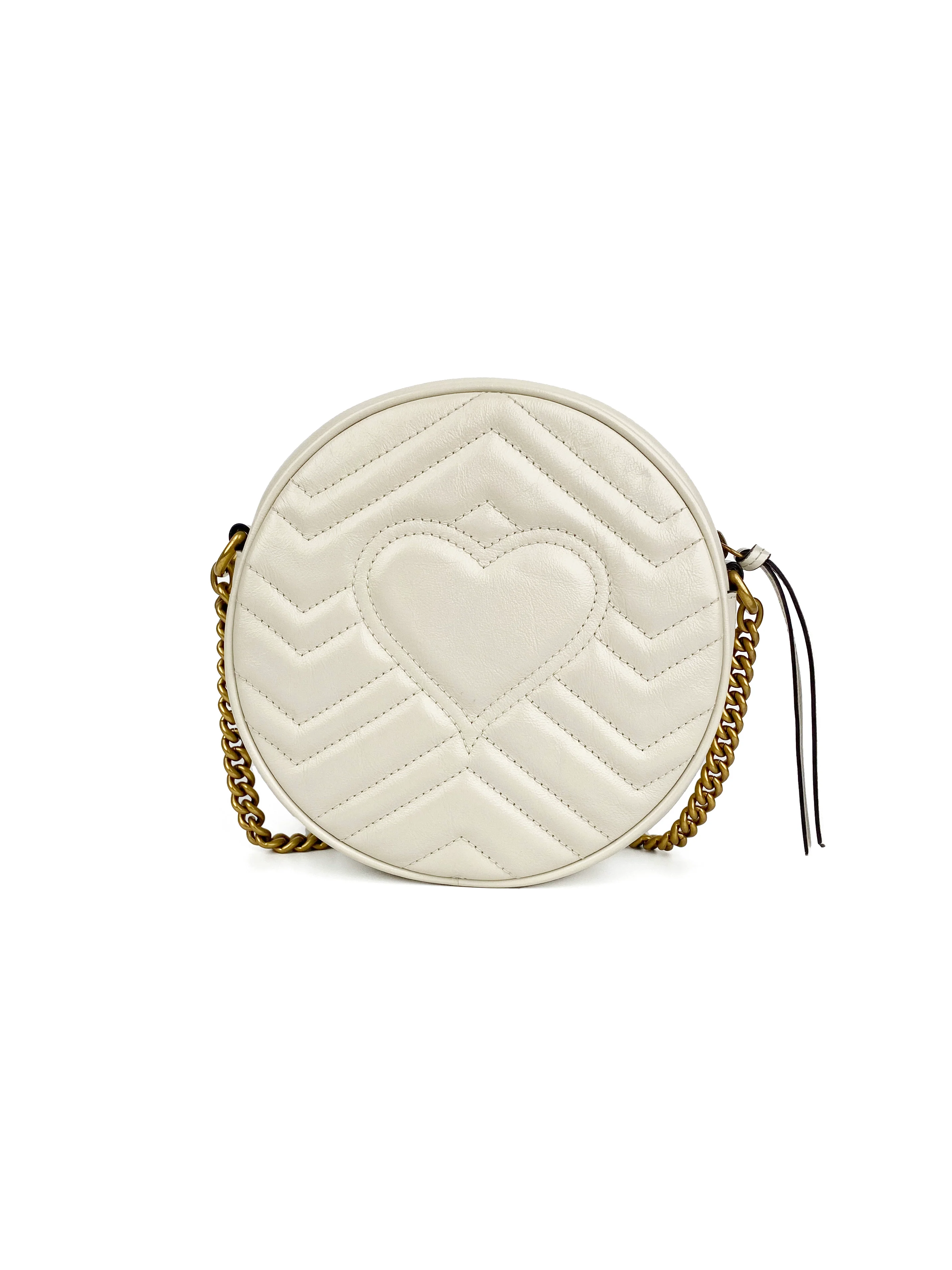 Gucci White Mini Round Marmont Shoulder Bag