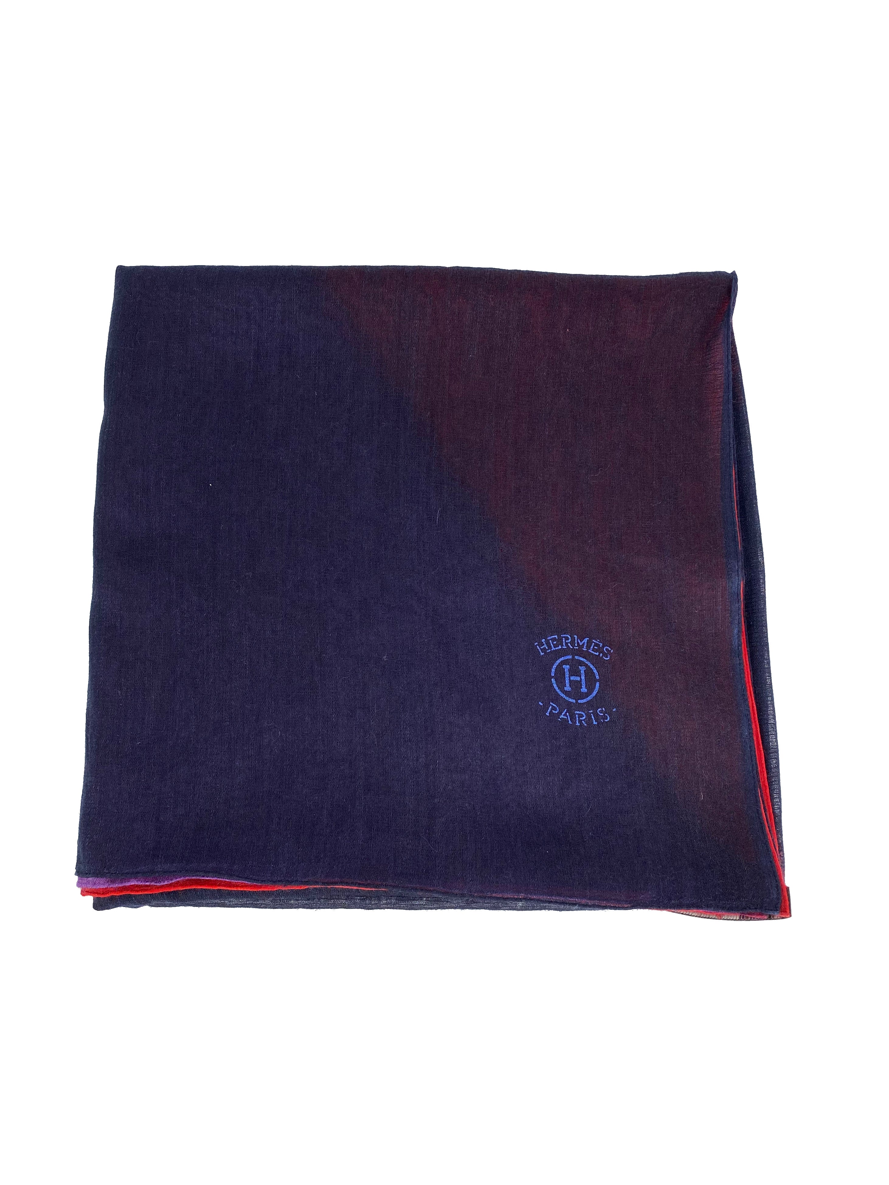 Hermes Black Red Purple GM Ring Shawl Scarf