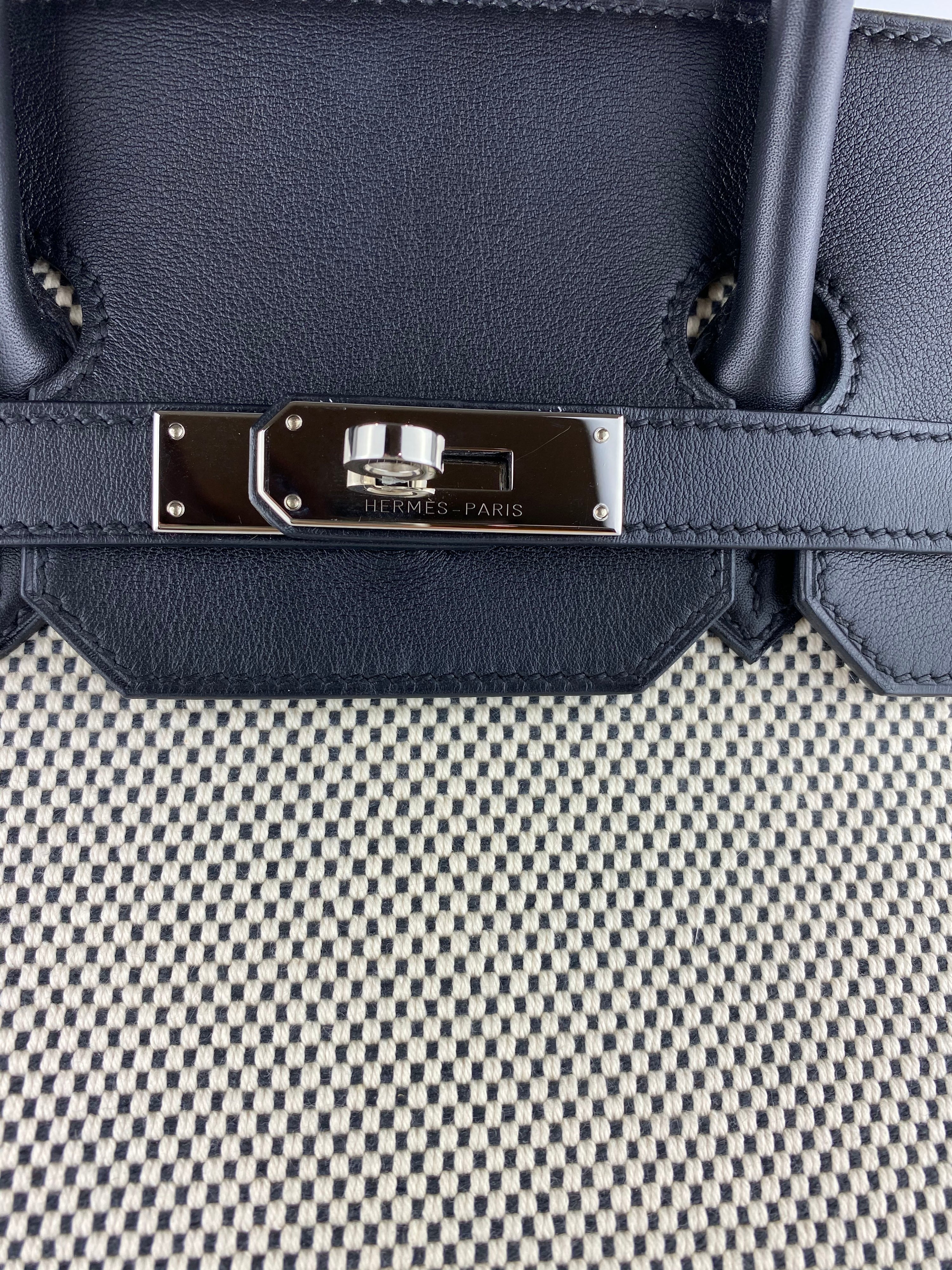 Hermes Birkin 35 Noir Swift and Toile Criss Bag