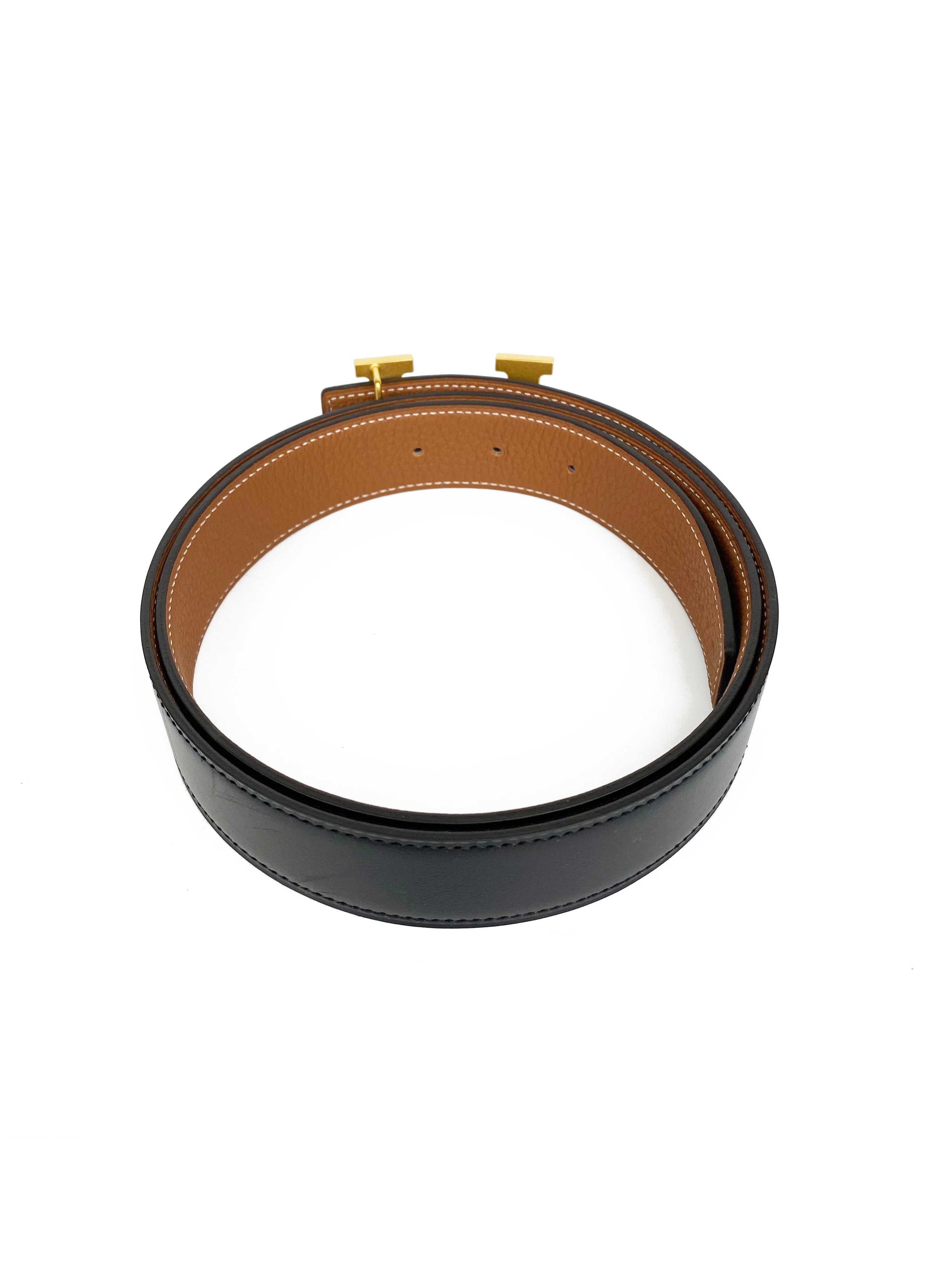 Hermes Constance Belt with Black/Gold Reversible Strap 90