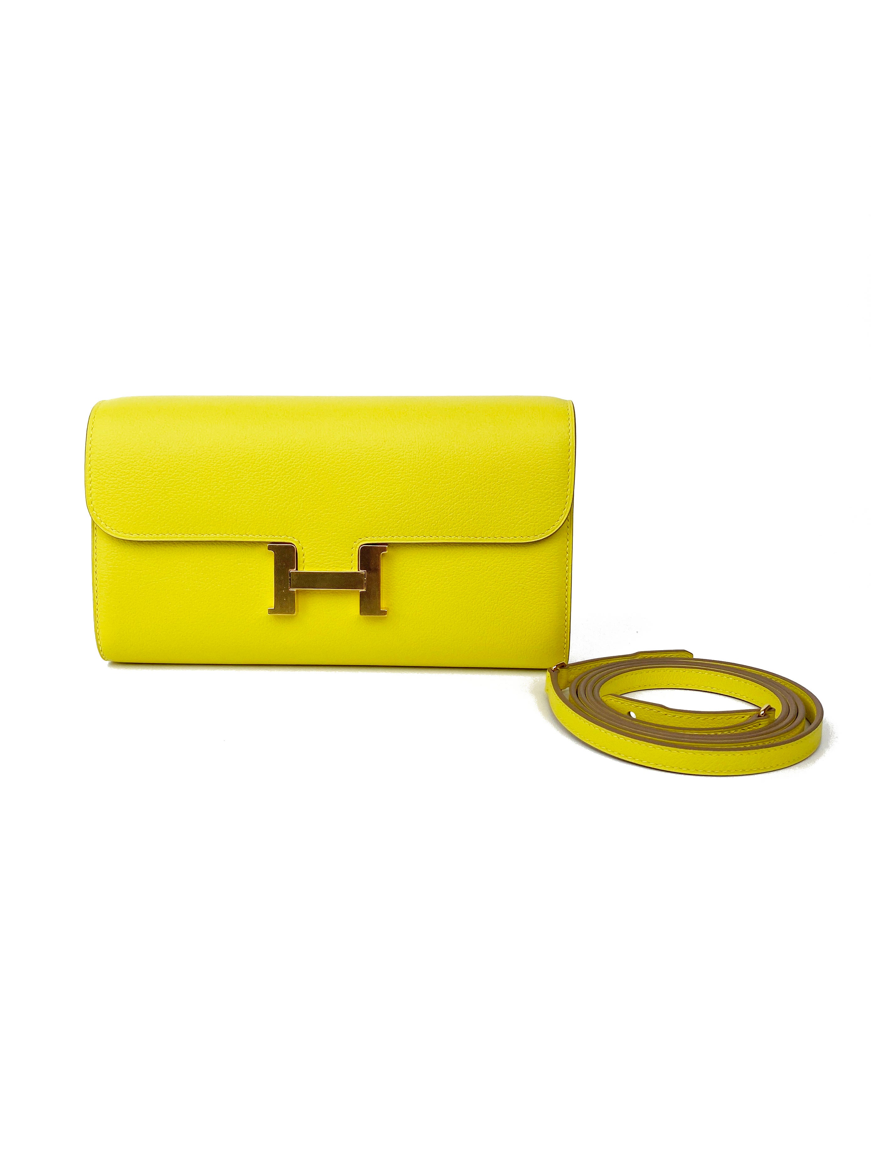 Hermes Lime Constance To Go Wallet