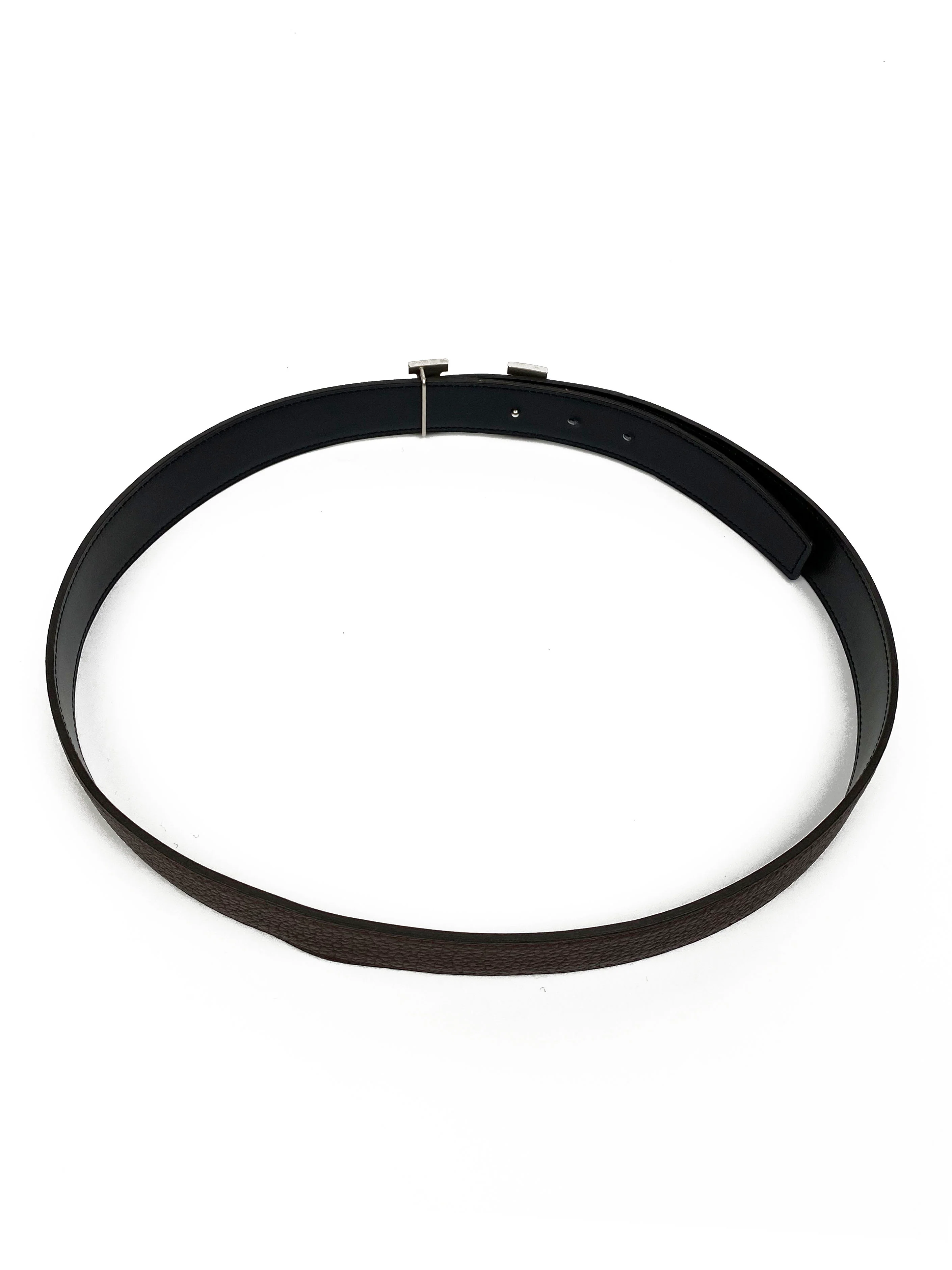 Hermes Mens Martelee Black  Brown Reversible Belt
