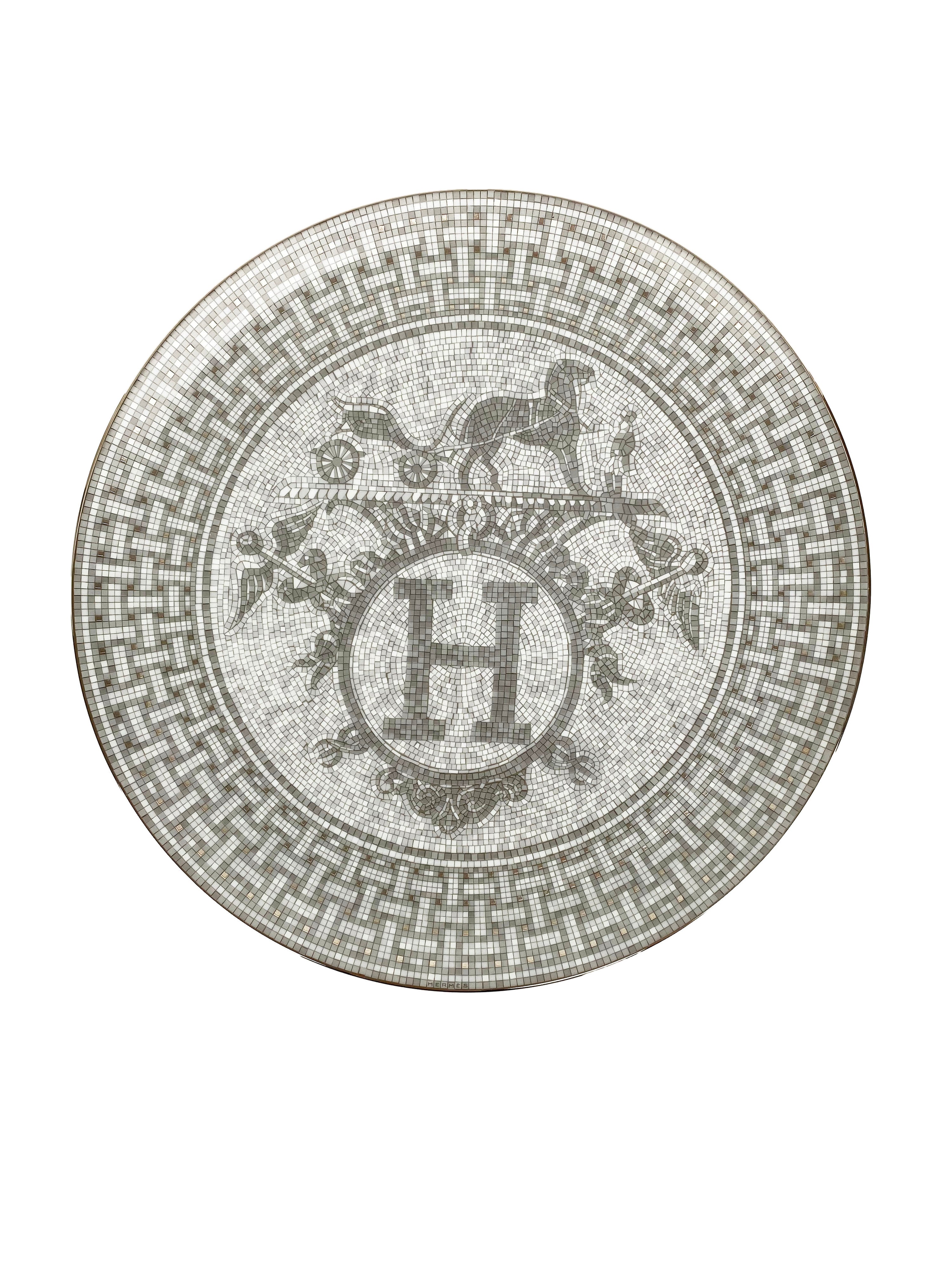 Hermes Mosaique Au 24 Platinum Tart Platter