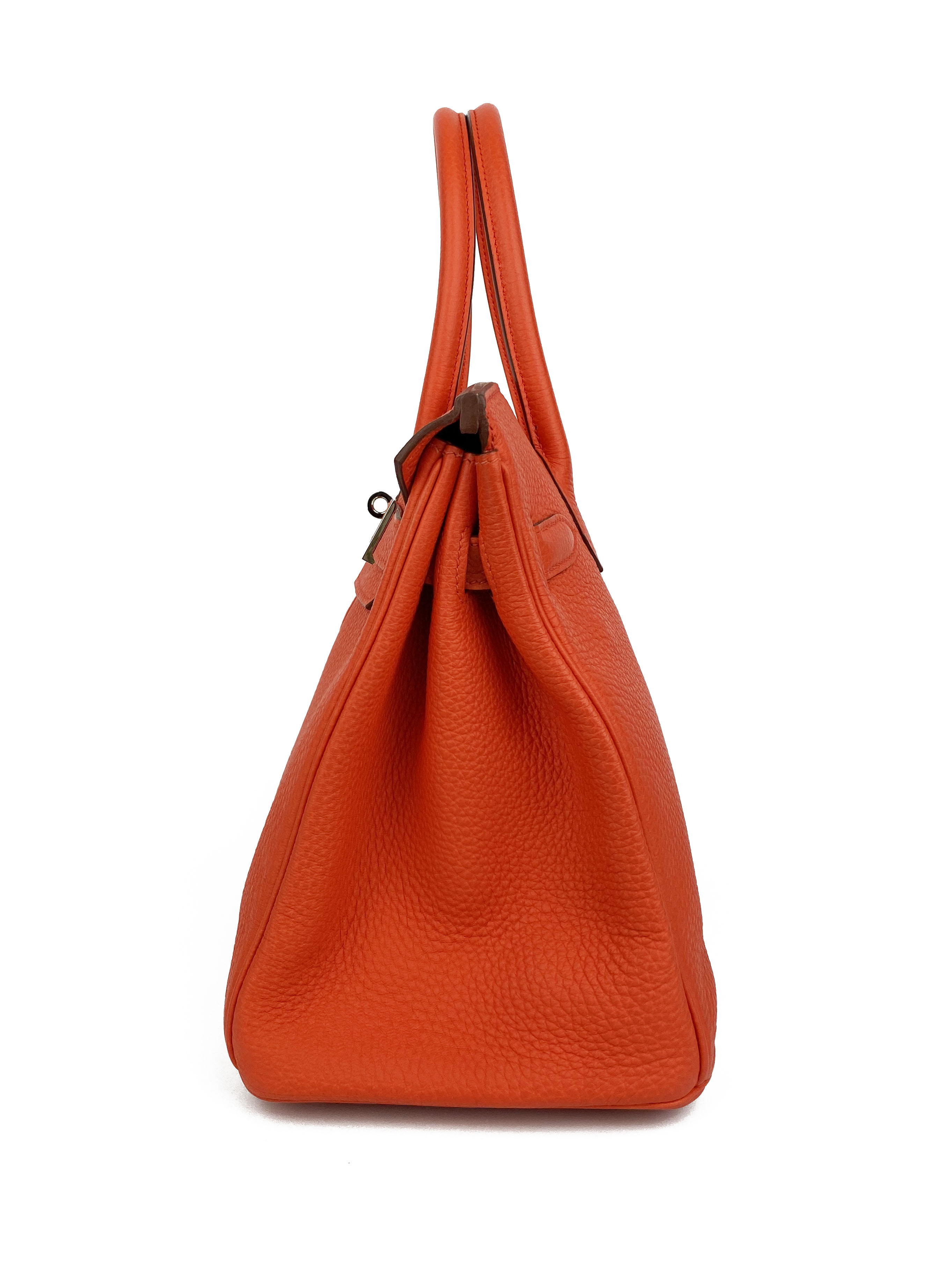 Hermes 8V Orange Poppy 30 Birkin Bag