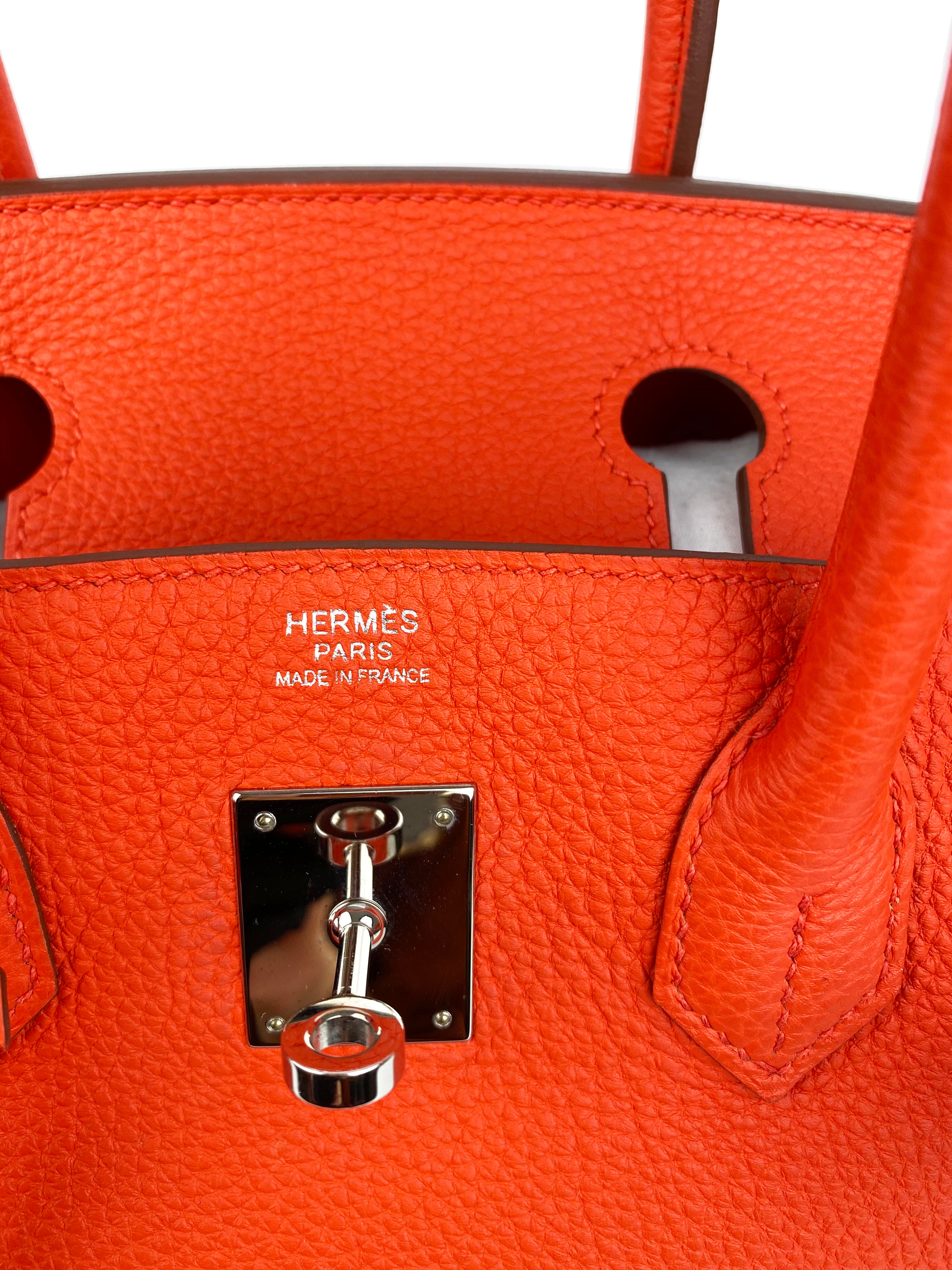 Hermes 8V Orange Poppy 30 Birkin Bag