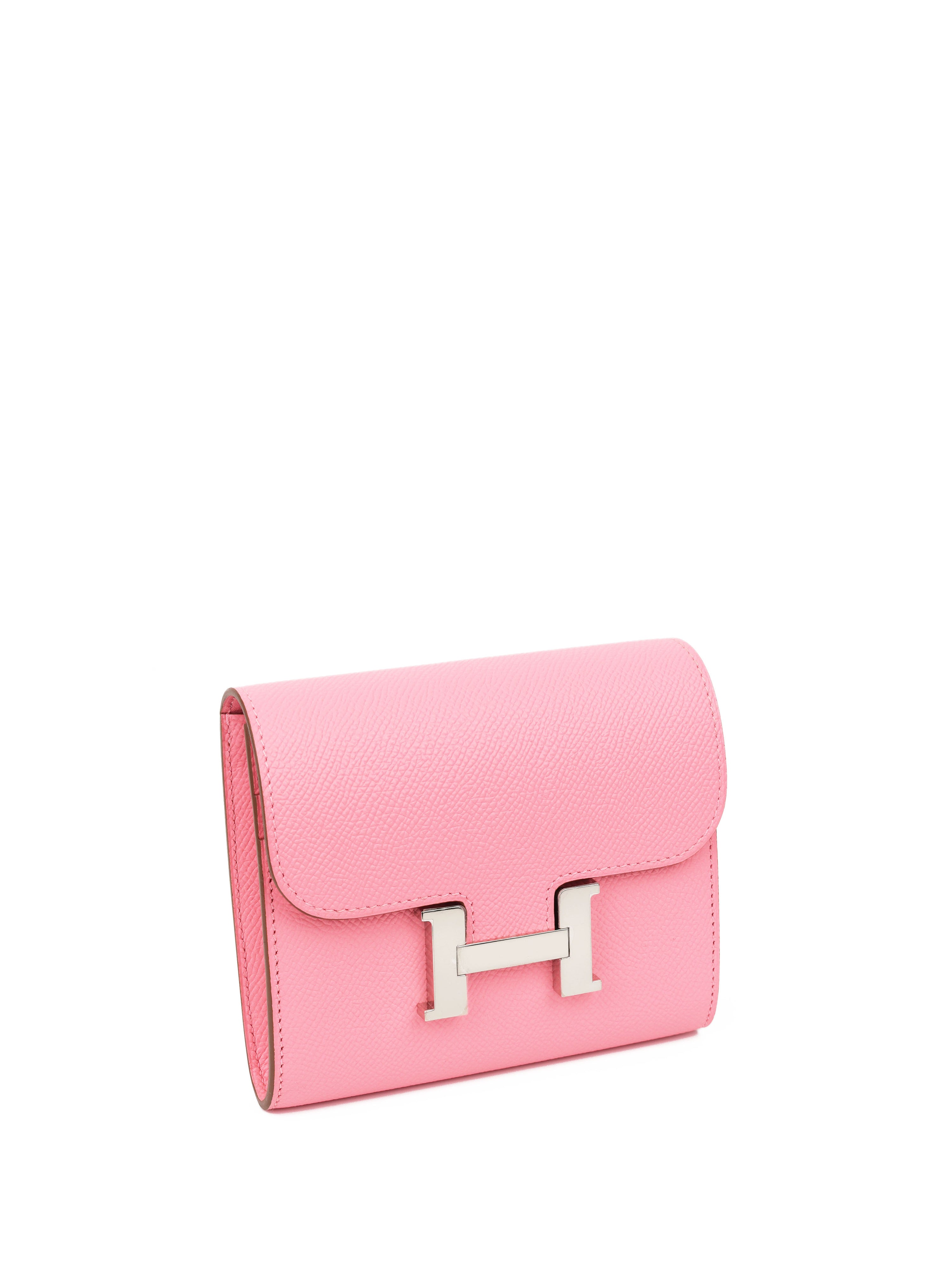 Hermes Rose Confetti Constance Epsom Slim Wallet