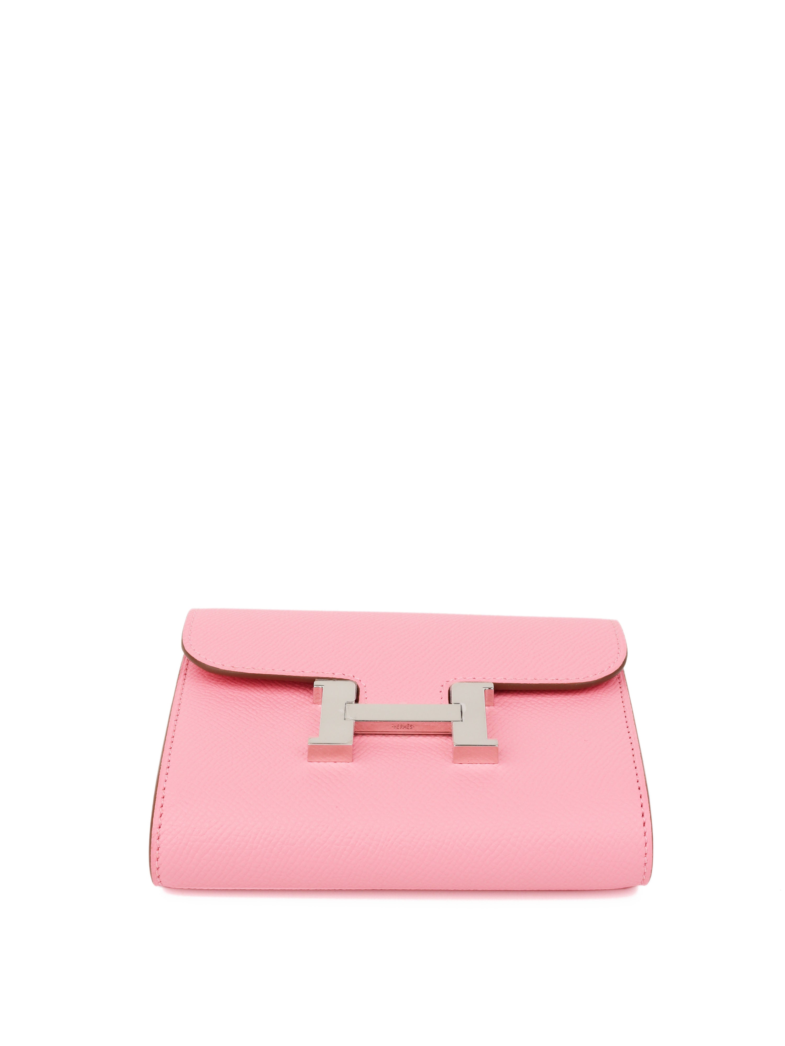 Hermes Rose Confetti Constance Epsom Slim Wallet