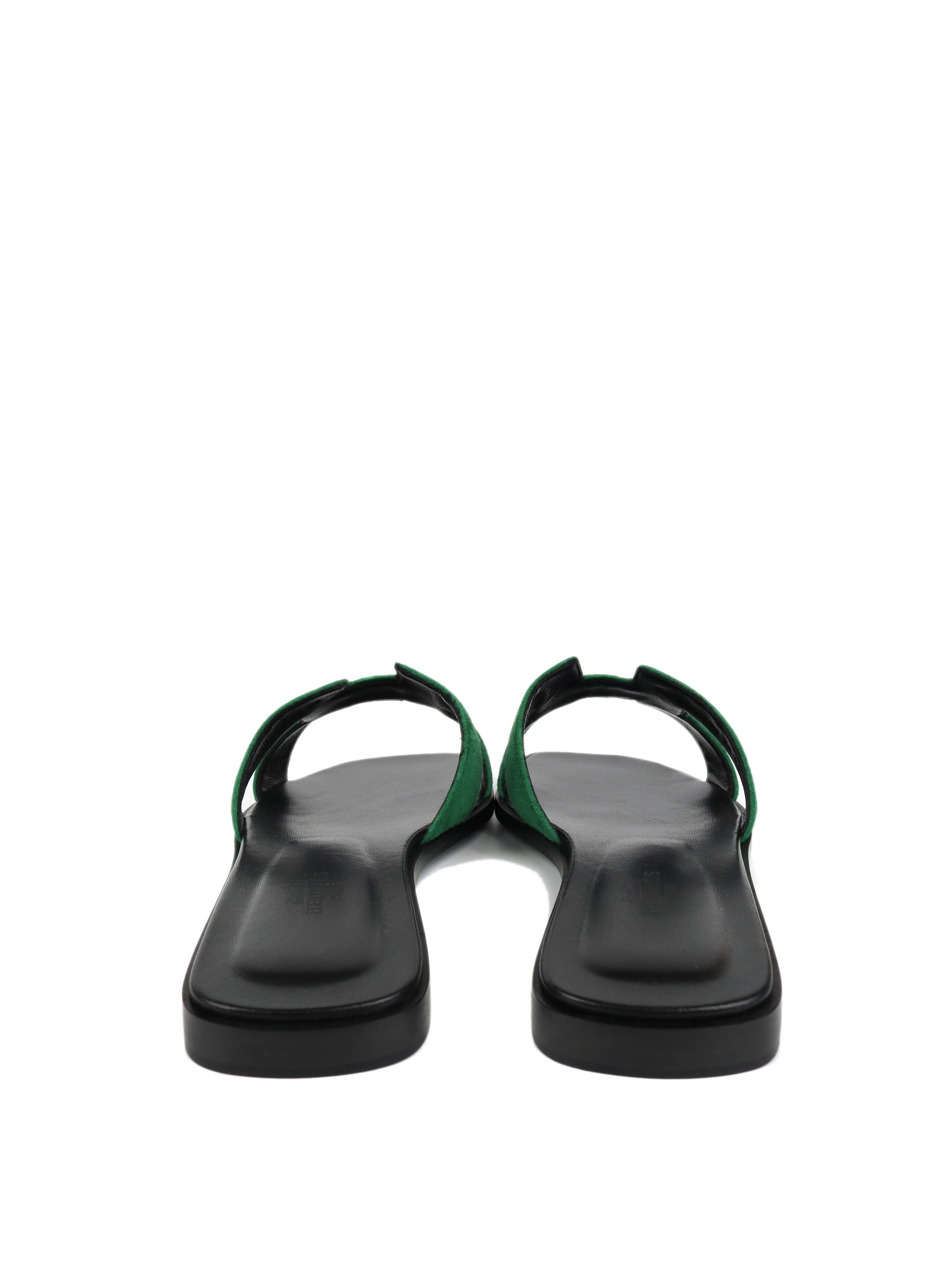 Hermes Vert Electrique Oran Sandals 37.5