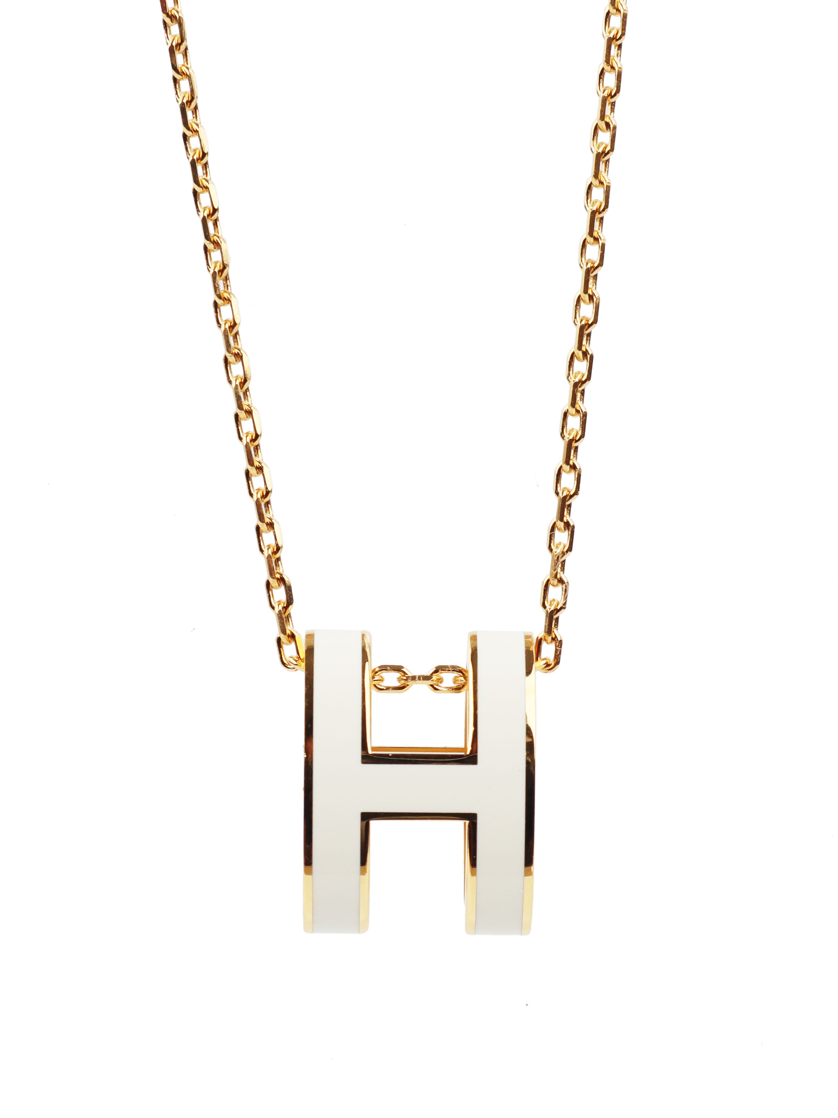 Hermes White Pop H Necklace