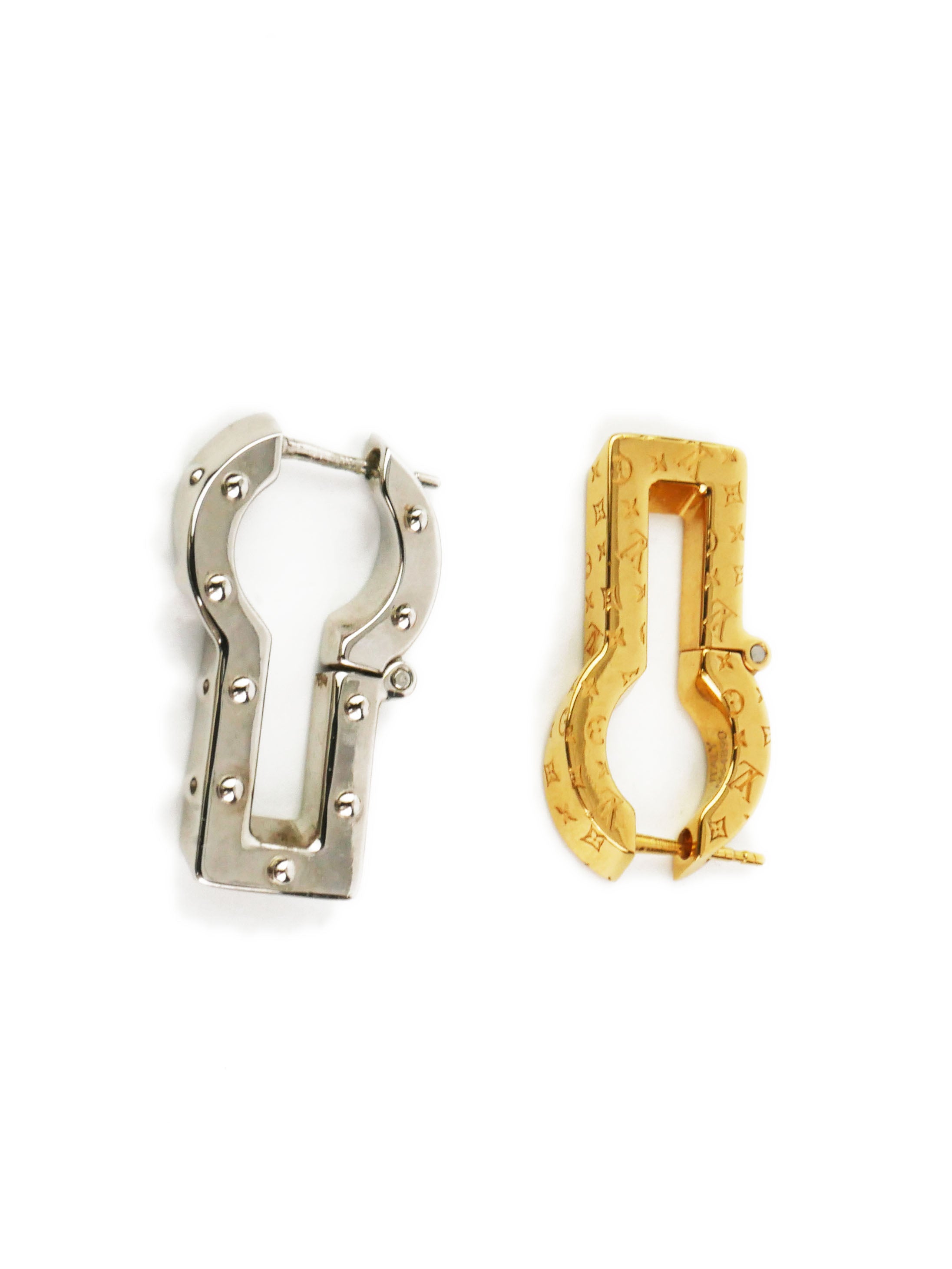 Louis Vuitton Gold 
Silver Twin Locks Earrings