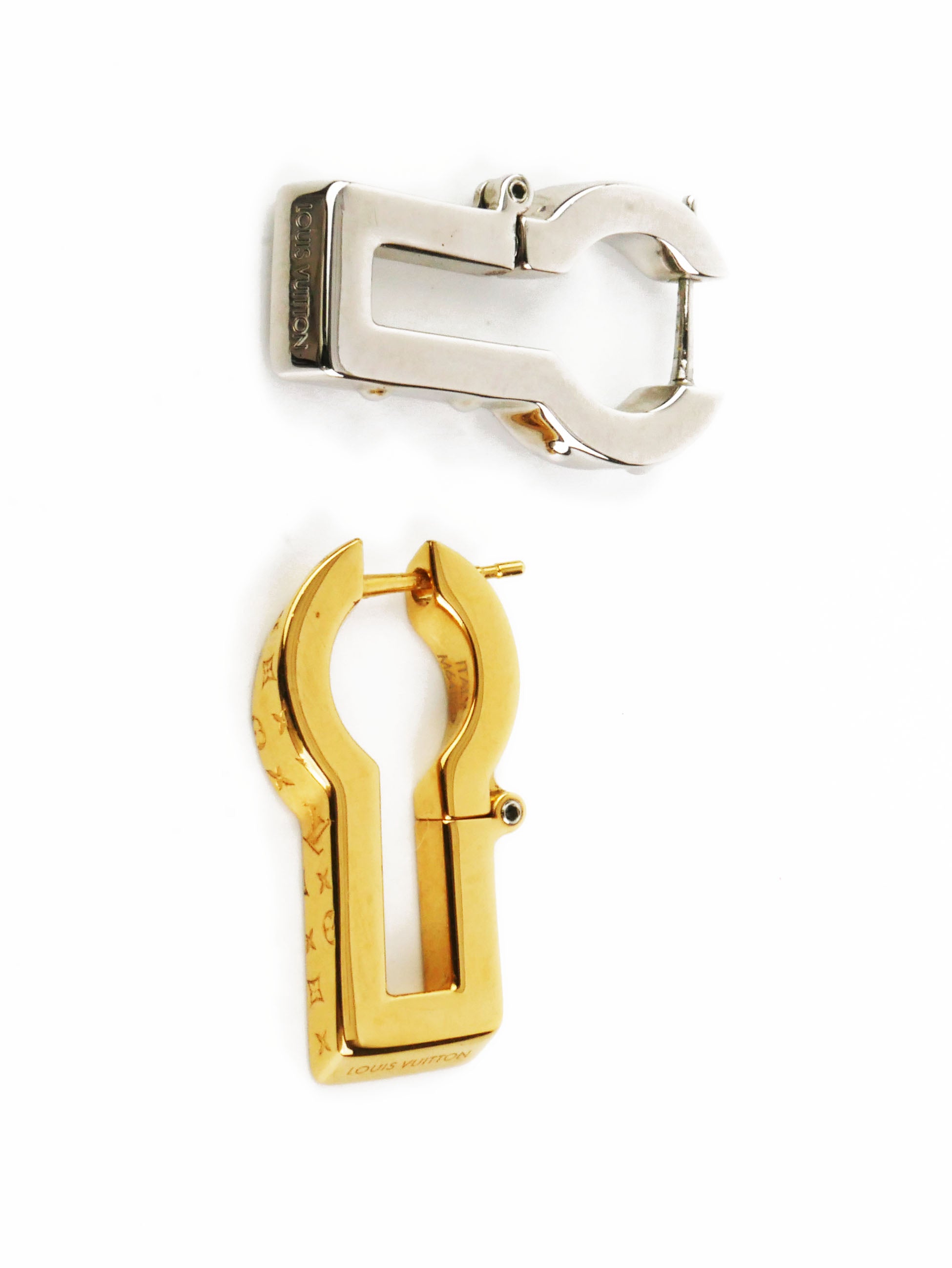 Louis Vuitton Gold 
Silver Twin Locks Earrings