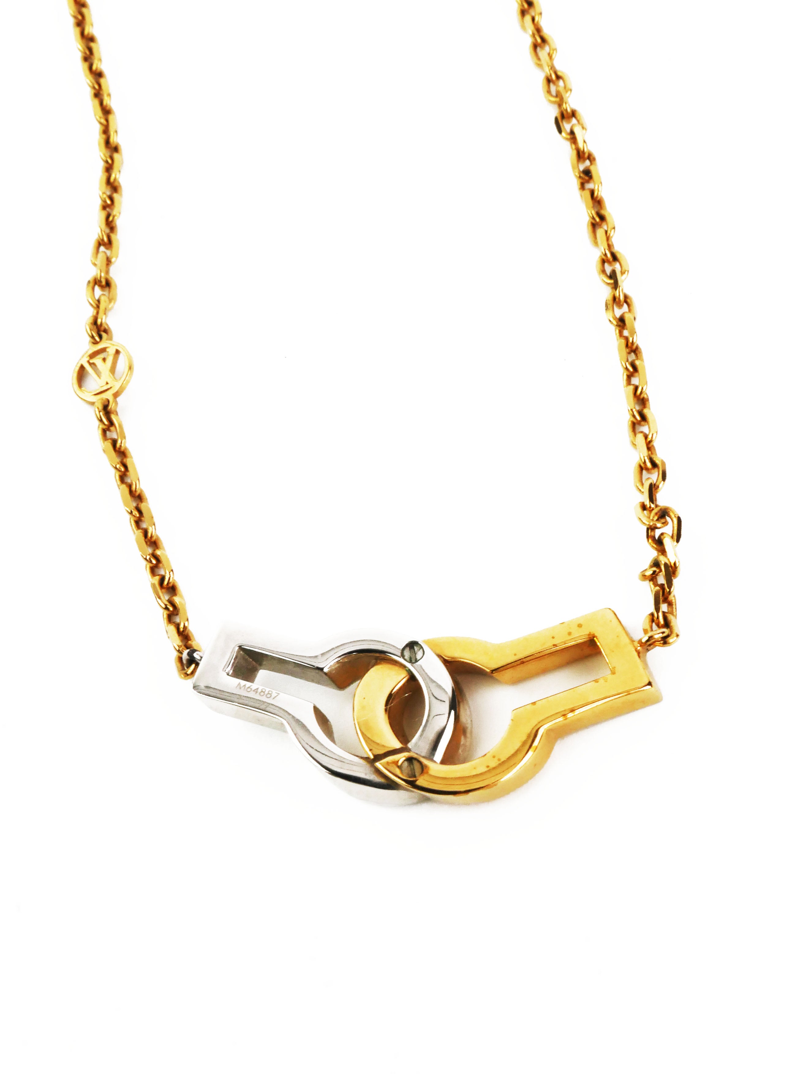 Louis Vuitton Gold 
Silver Twin Locks Necklace